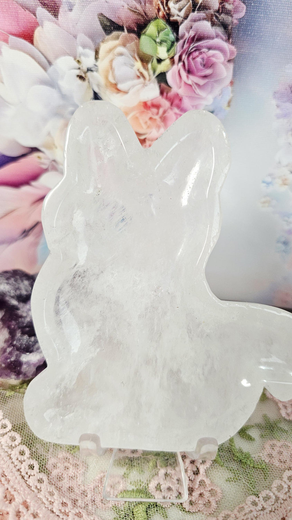 Clear Quartz Cat Bowl, Home Decor, Cat