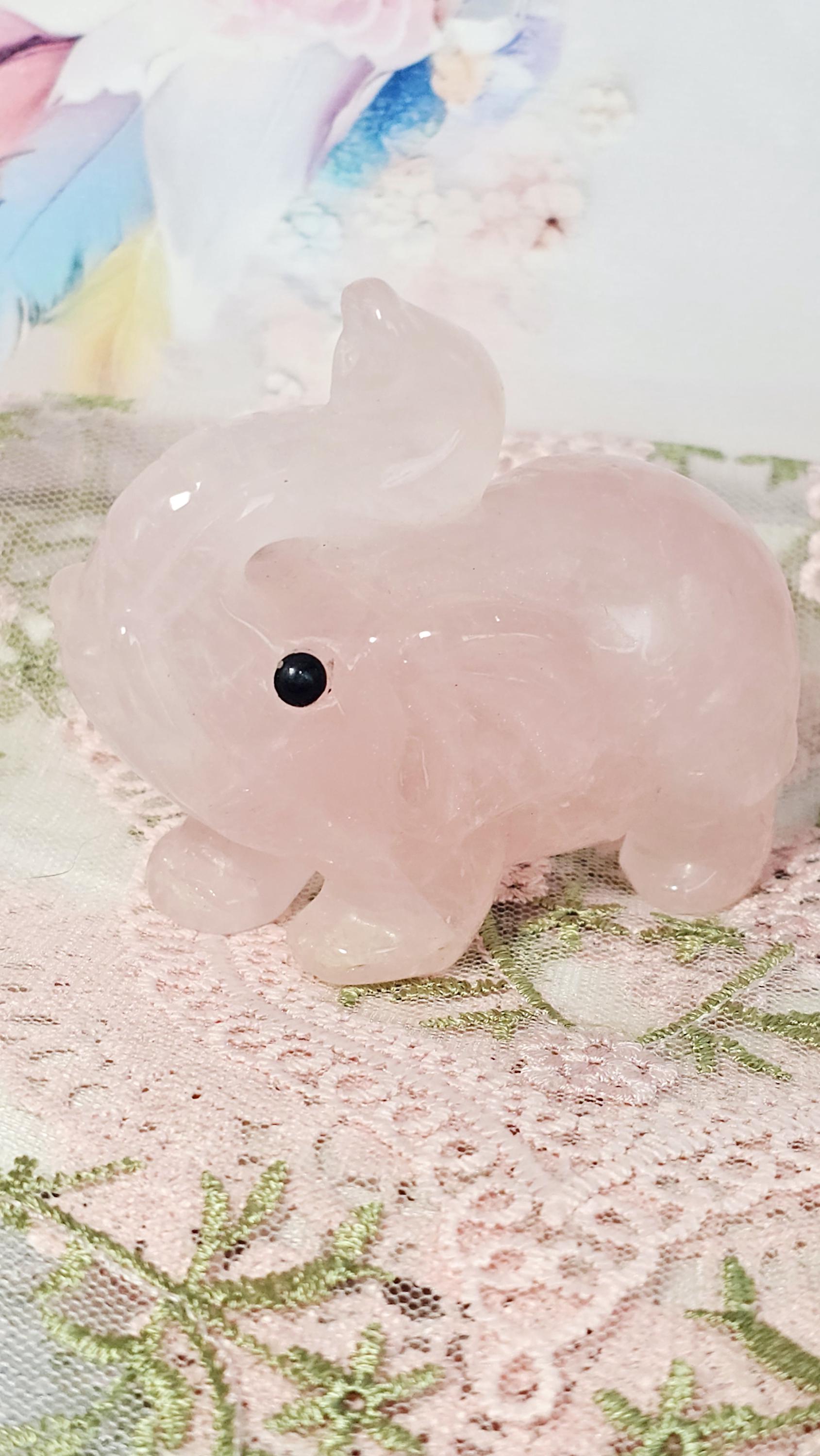 Rose Quartz Elephant, Elephant, Home Decor, Gift, Healing Stone