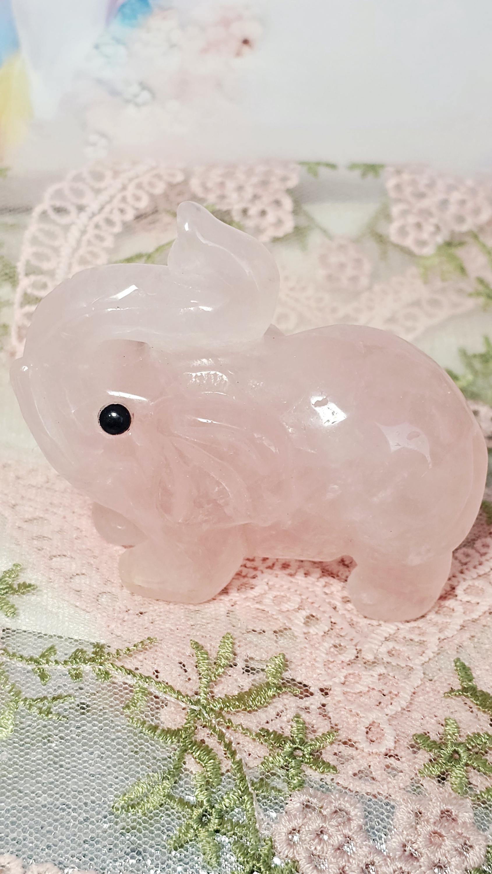 Rose Quartz Elephant, Elephant, Home Decor, Gift, Healing Stone