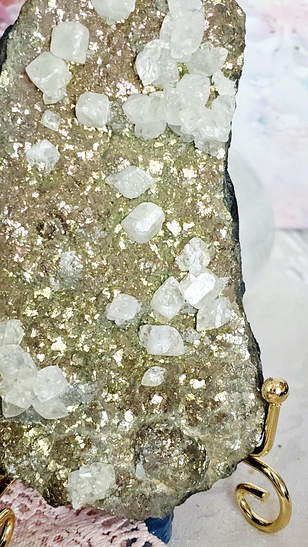 Chalcopyrite and Calcite Specimen, Crystal Gift,  Crystal Home Decor