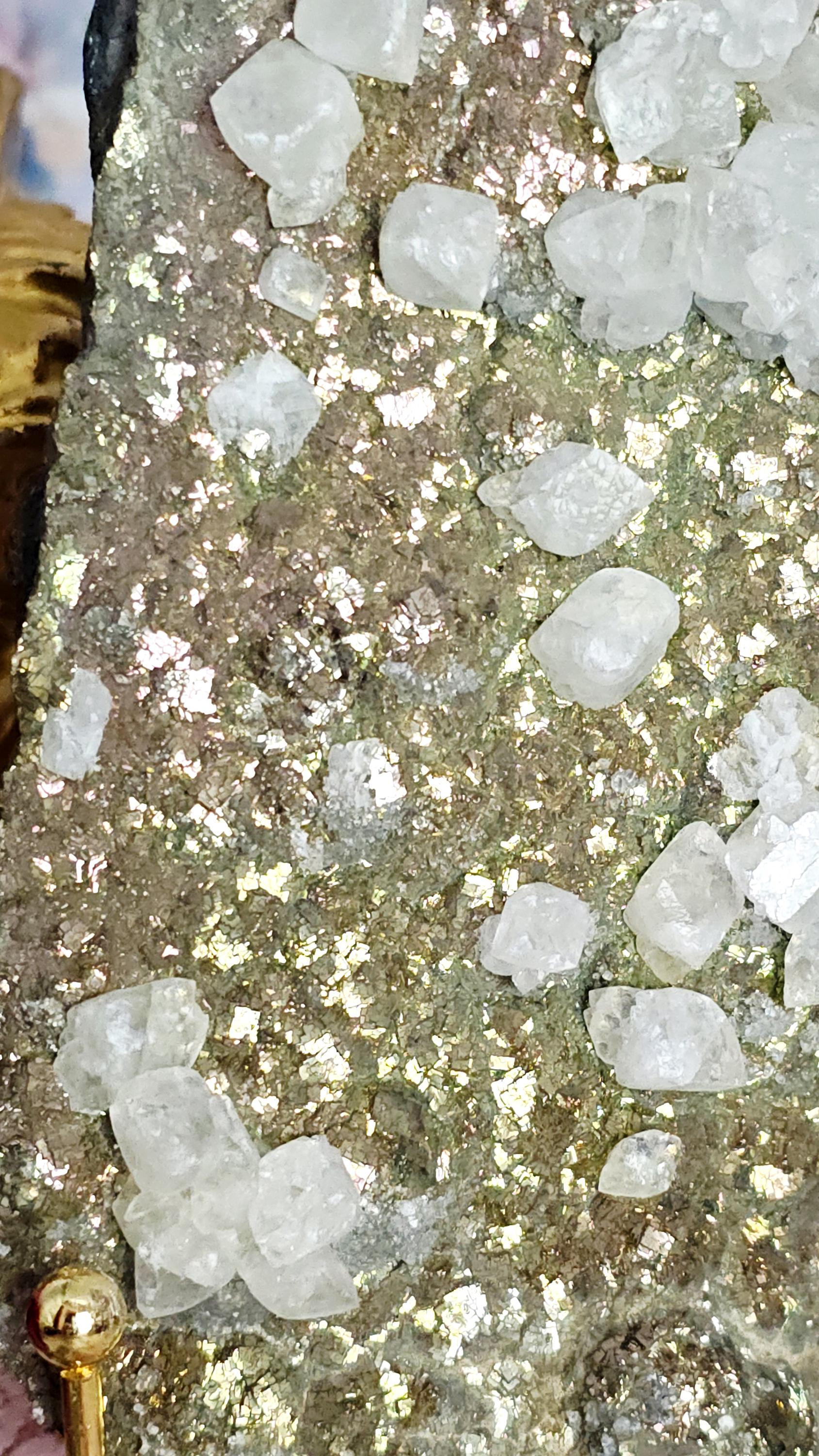 Chalcopyrite and Calcite Specimen, Crystal Gift,  Crystal Home Decor