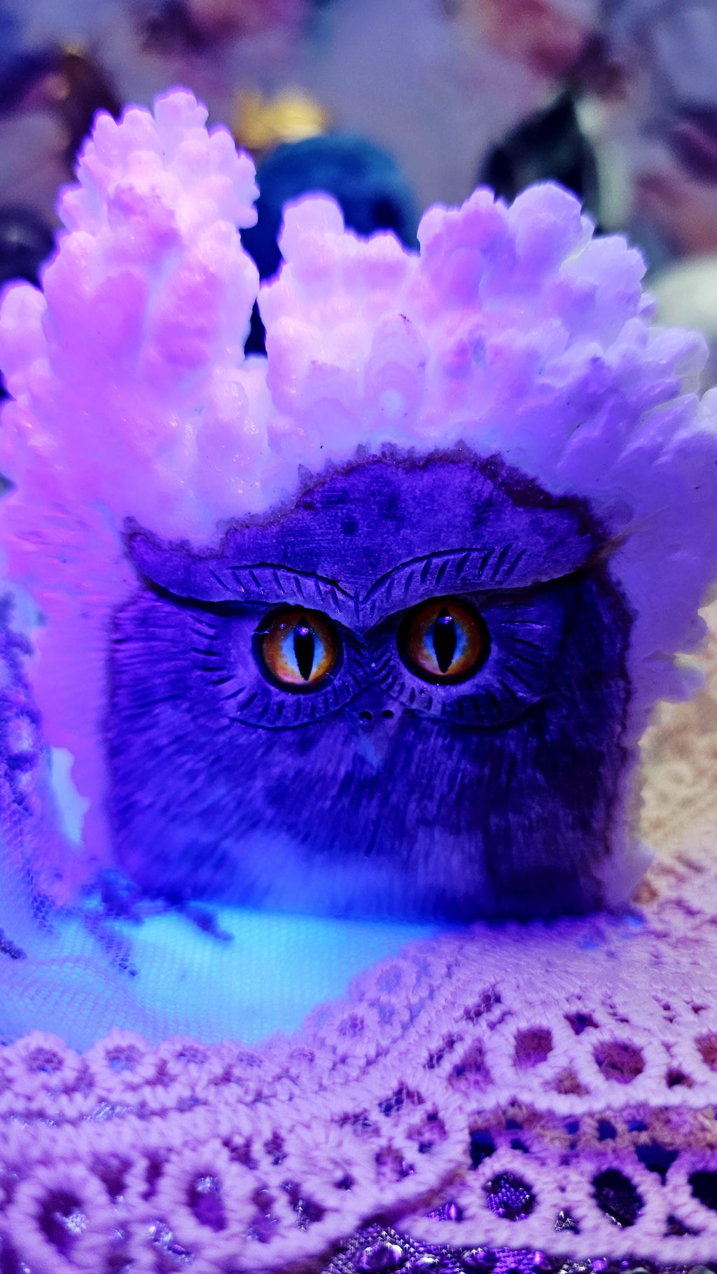 Calcite Hedgie, Rock Pet, Crystal Buddy, UV Reactive, Specimen