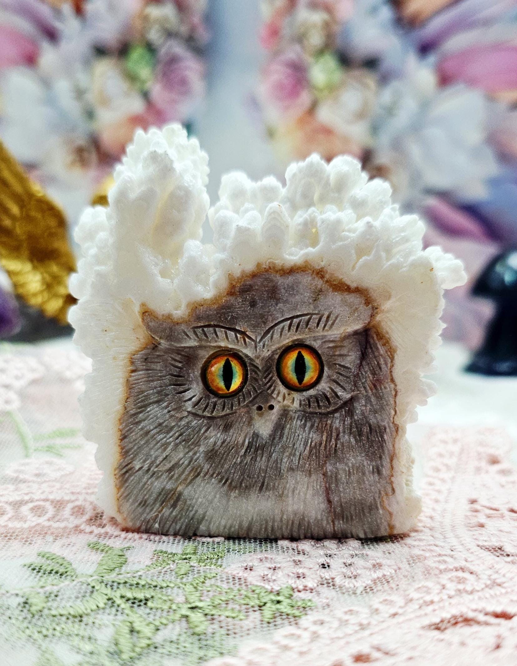 Calcite Hedgie, Rock Pet, Crystal Buddy, UV Reactive, Specimen
