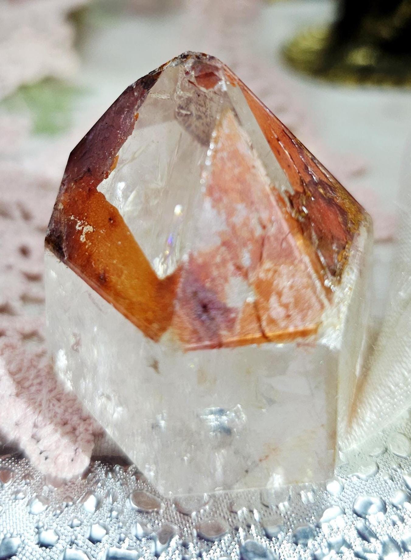 Lemurian Dream Coat Quartz with Rainbows, Home Decor, Gifts