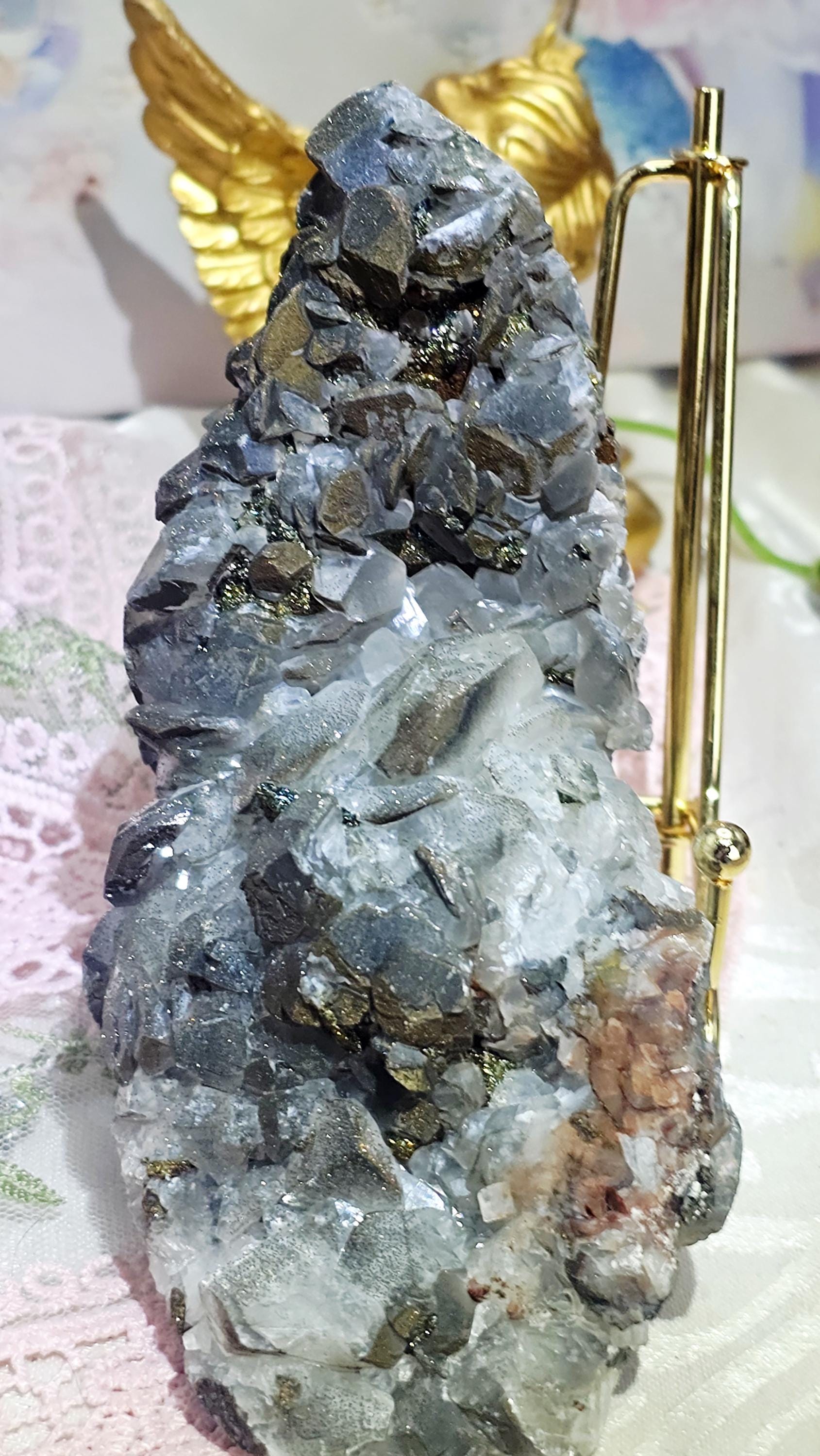 Benz Calcite with Chalcopyrite Specimen, Hunan Province, Home Decor, Crystal Gift