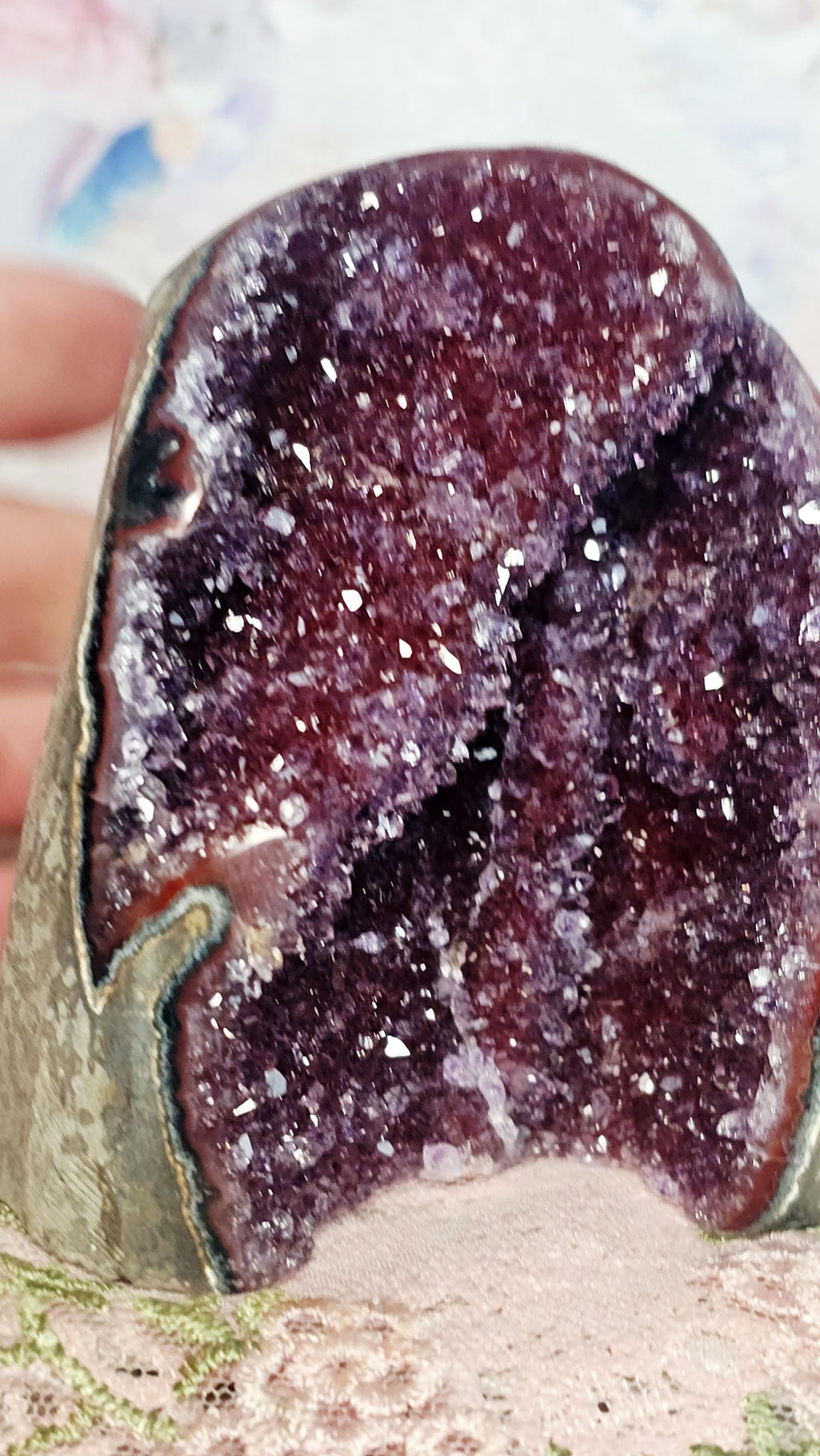 Rainbow Amethyst Cutbase, Red and Purple Amethyst, Statement Piece, Home Decor, Crystal Gift