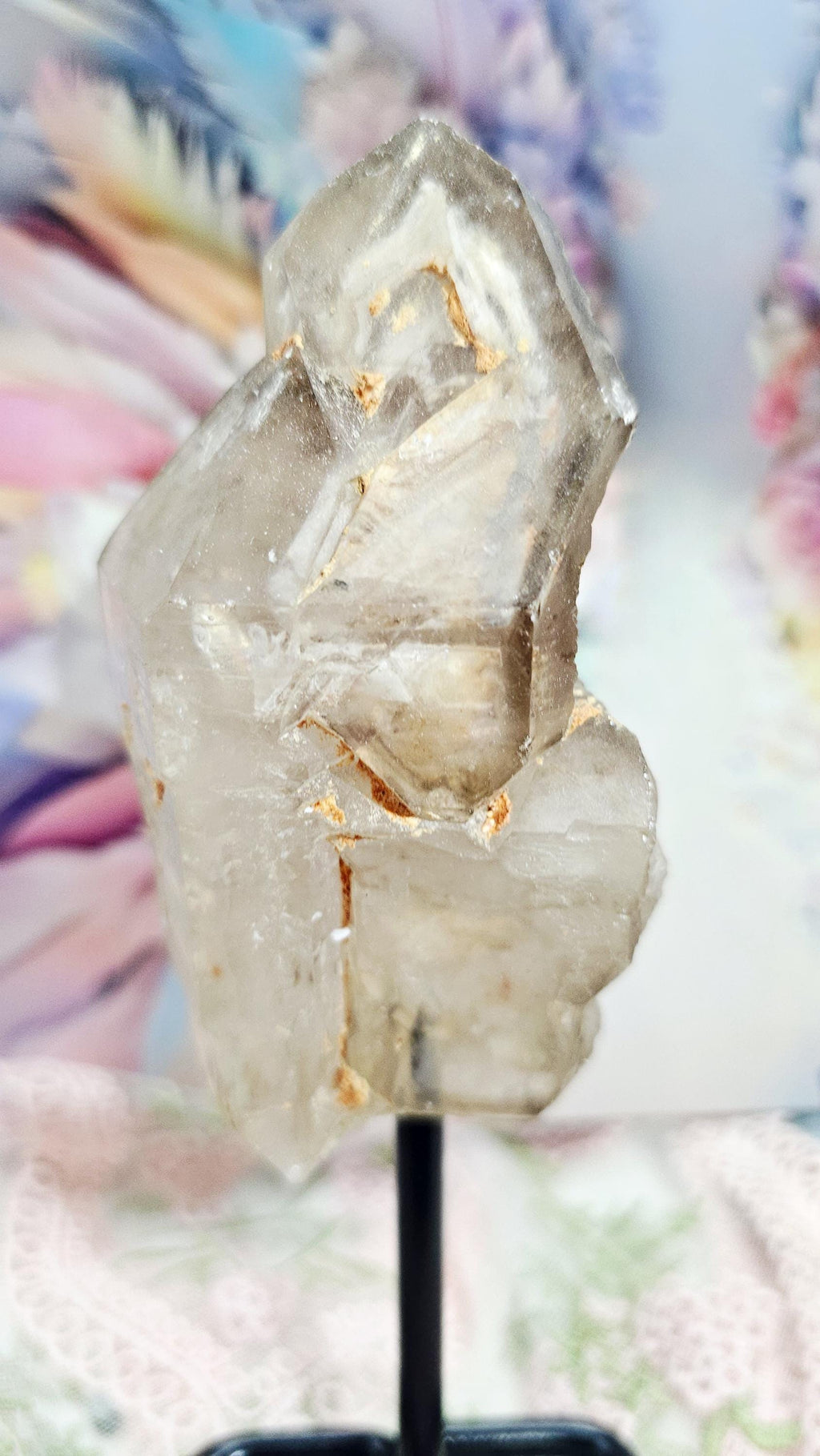Skeletal Smoky Quartz Crystal, Elestial, Amphibole Inclusions, Brazil, Protection Stone