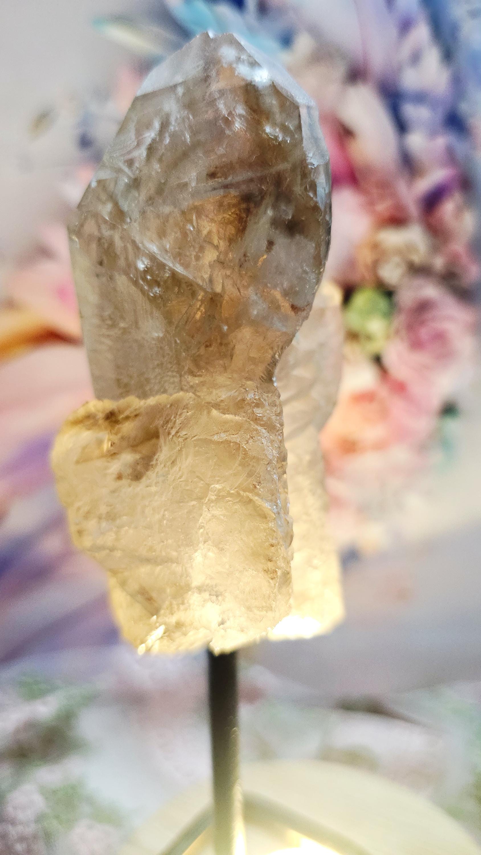 Skeletal Smoky Quartz Crystal, Elestial, Amphibole Inclusions, Brazil, Protection Stone