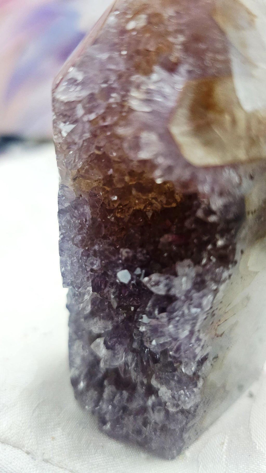 Amethyst Golden Healer Tower with Chalcedony Tower, Home Decor, Gift