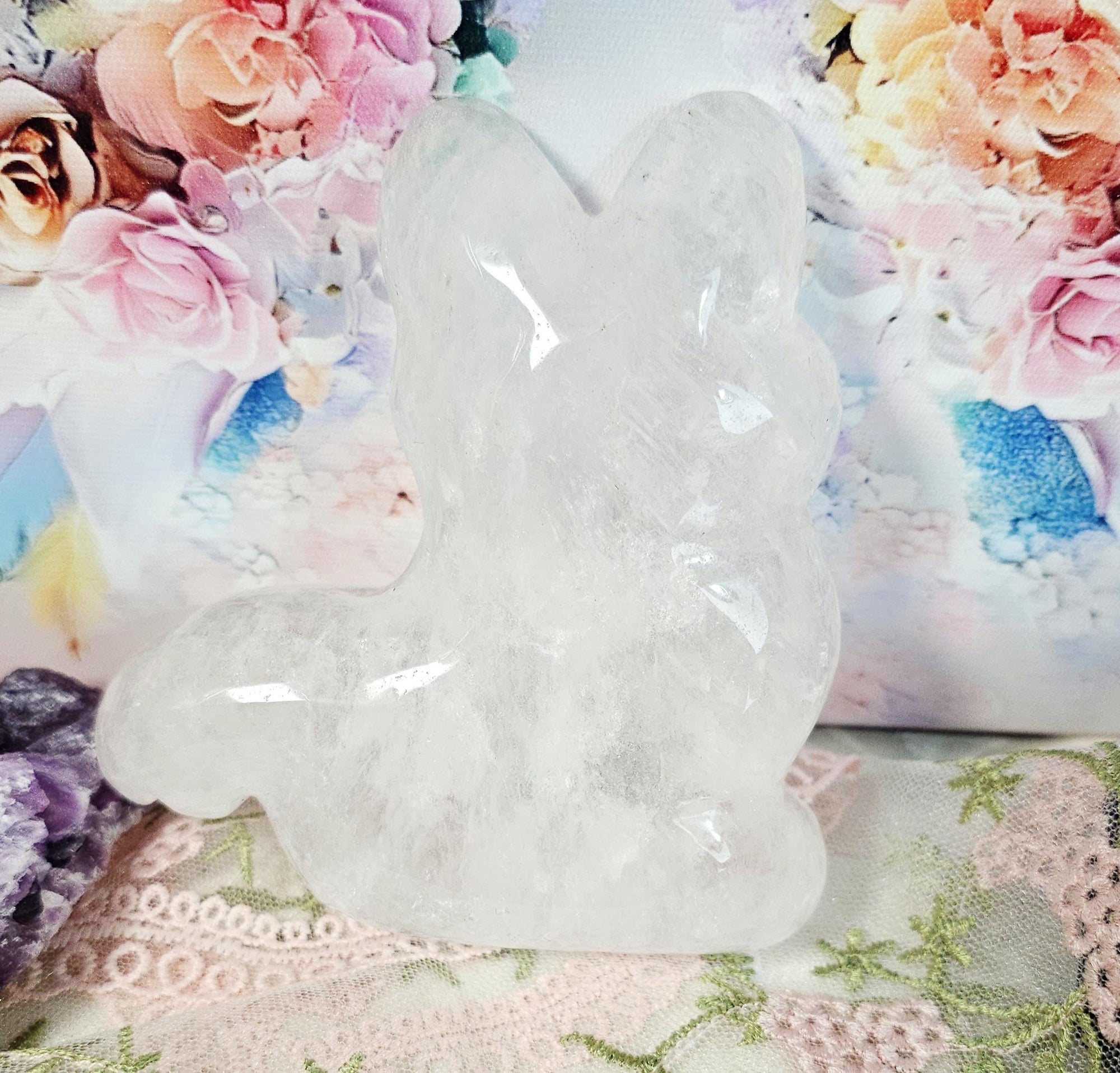 Clear Quartz Cat Bowl, Home Decor, Cat