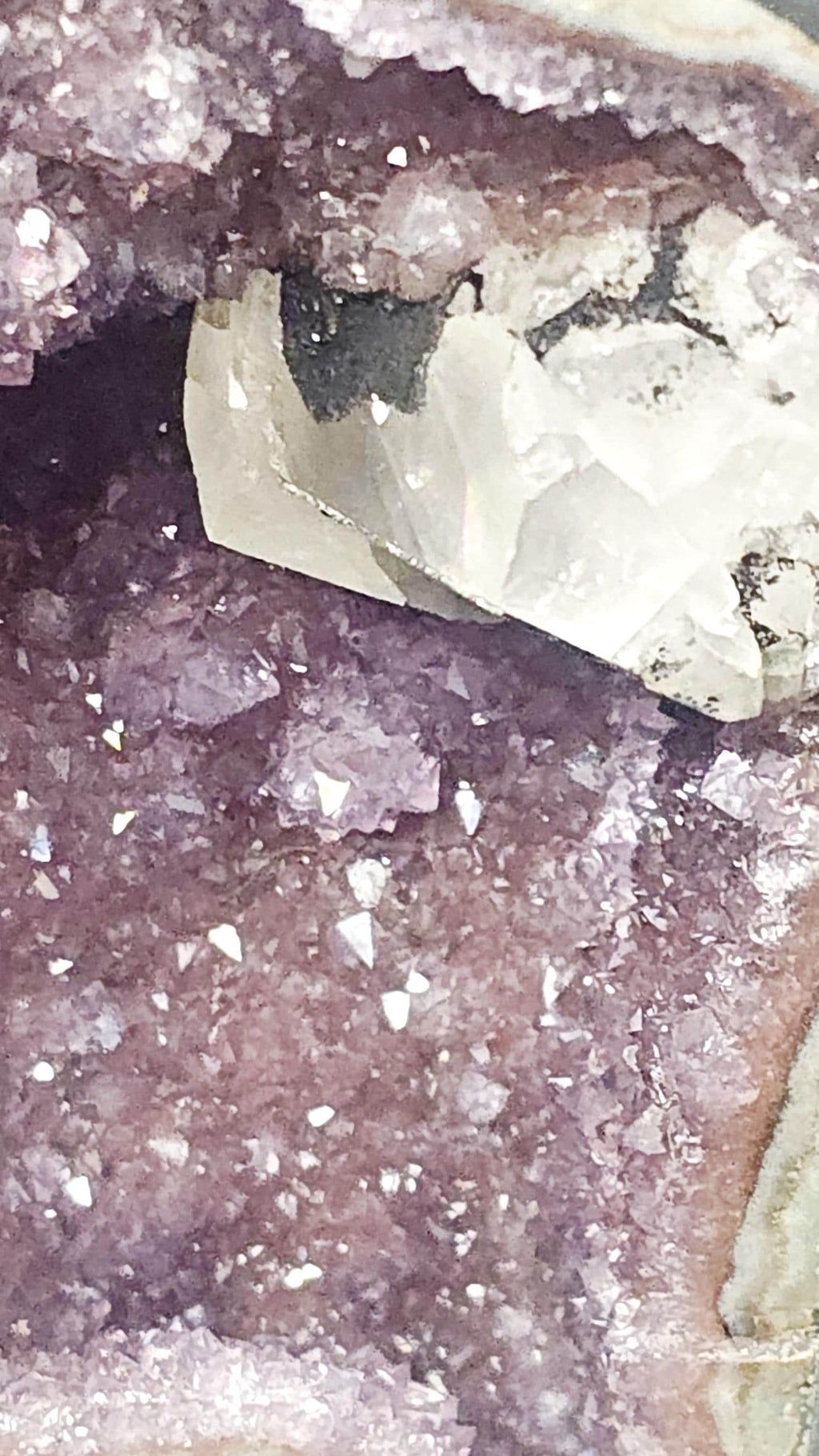 Red Amethyst Cathedral Geode with Calcite, Rainbow Crystals, Uruguay Specimen