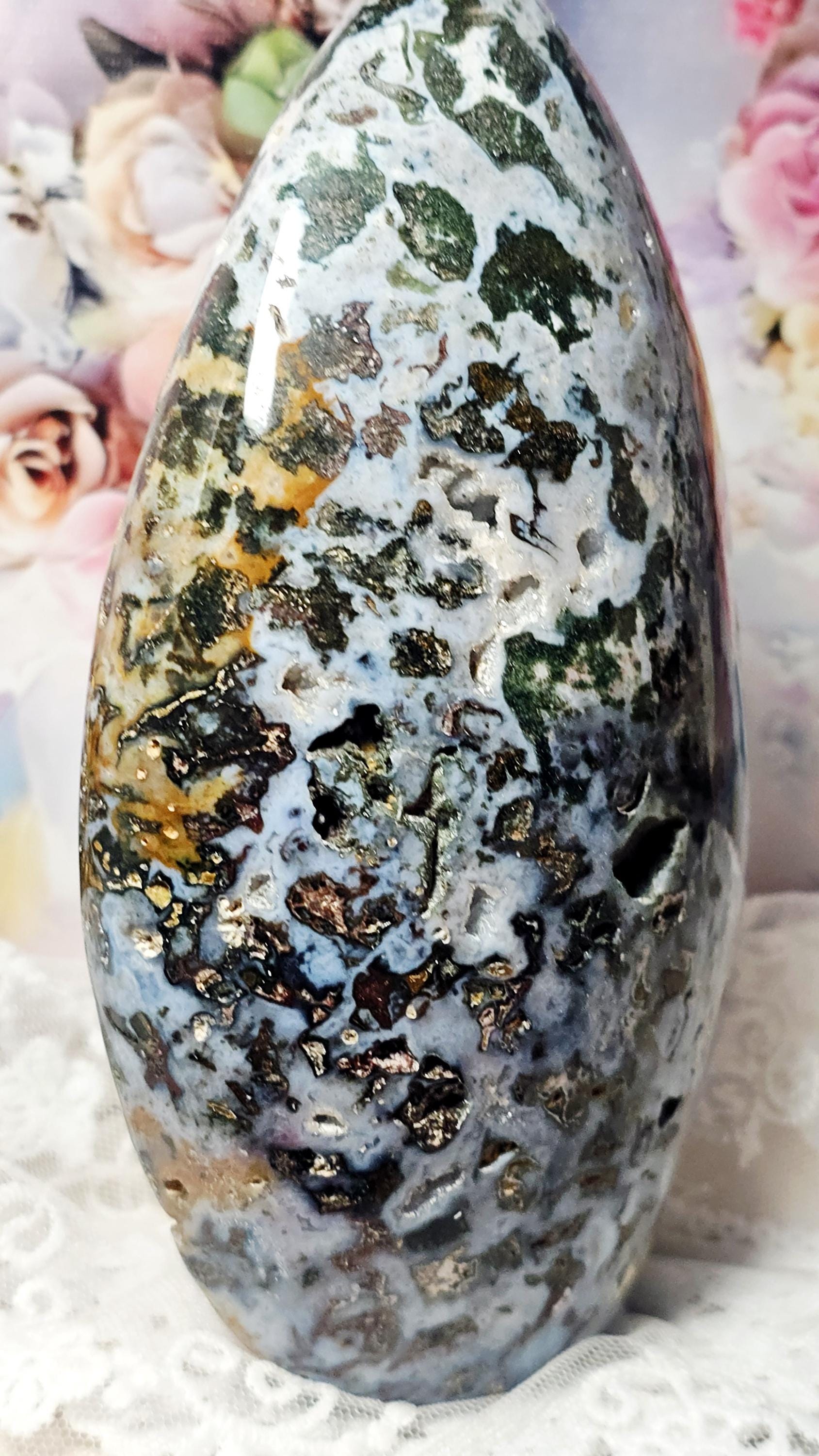 Galaxy Ocean Jasper Freeform, Vibrant Chakra Crystal, Home Decor Gift