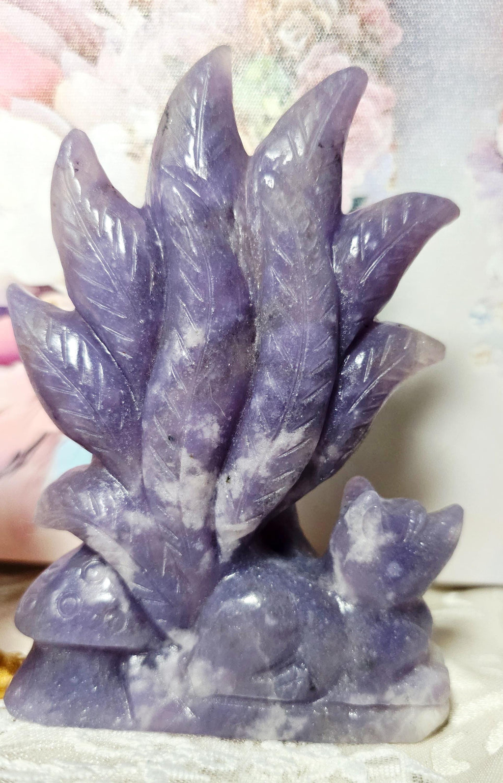 Kitsune, 9 tail Fox, Lepidolite Crystal, Anime, Crystal, Crystals, Gift