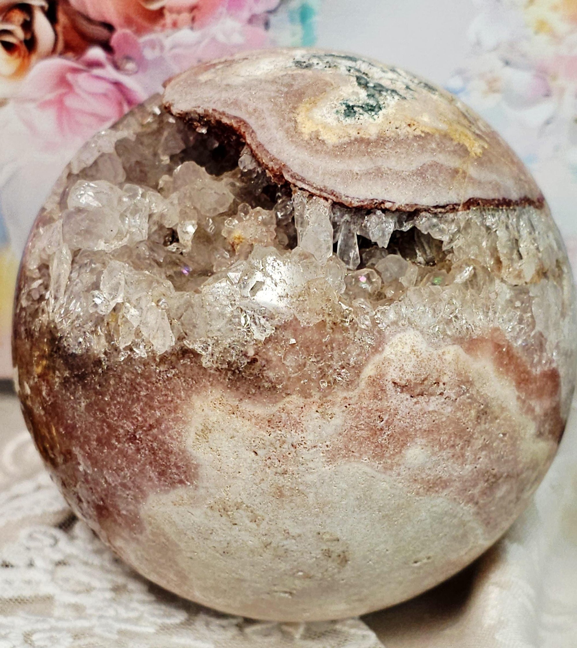 3 lb Pink Amethyst Sphere, Rare, Crystal Ball, Home Decor, Pink