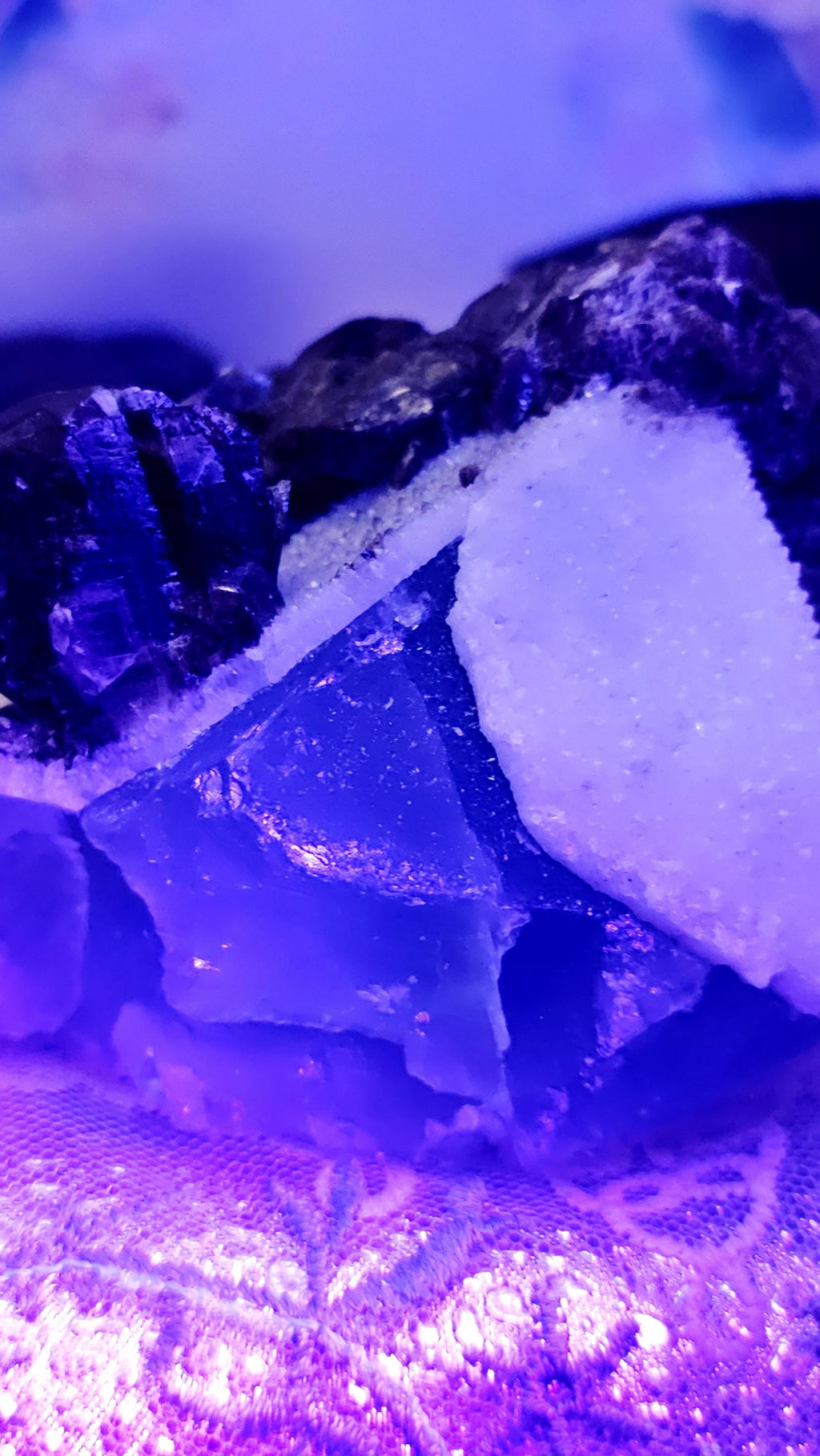 Hubei  Fluorite,  Calcite, Sugar Snow Quartz Specimen, UV Reaction, Home Decor, Crystal Gift, Specimen