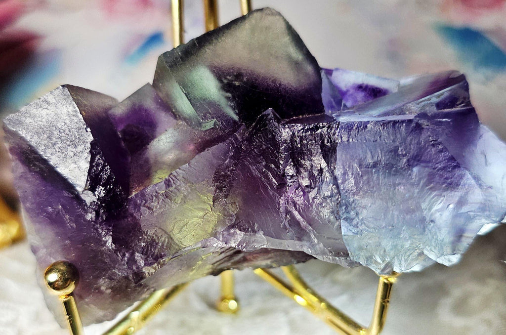 Octahedron Fluorite Specimen, Inner Mongolia, Purple Blue Green Bands, Rare Large Crystal
