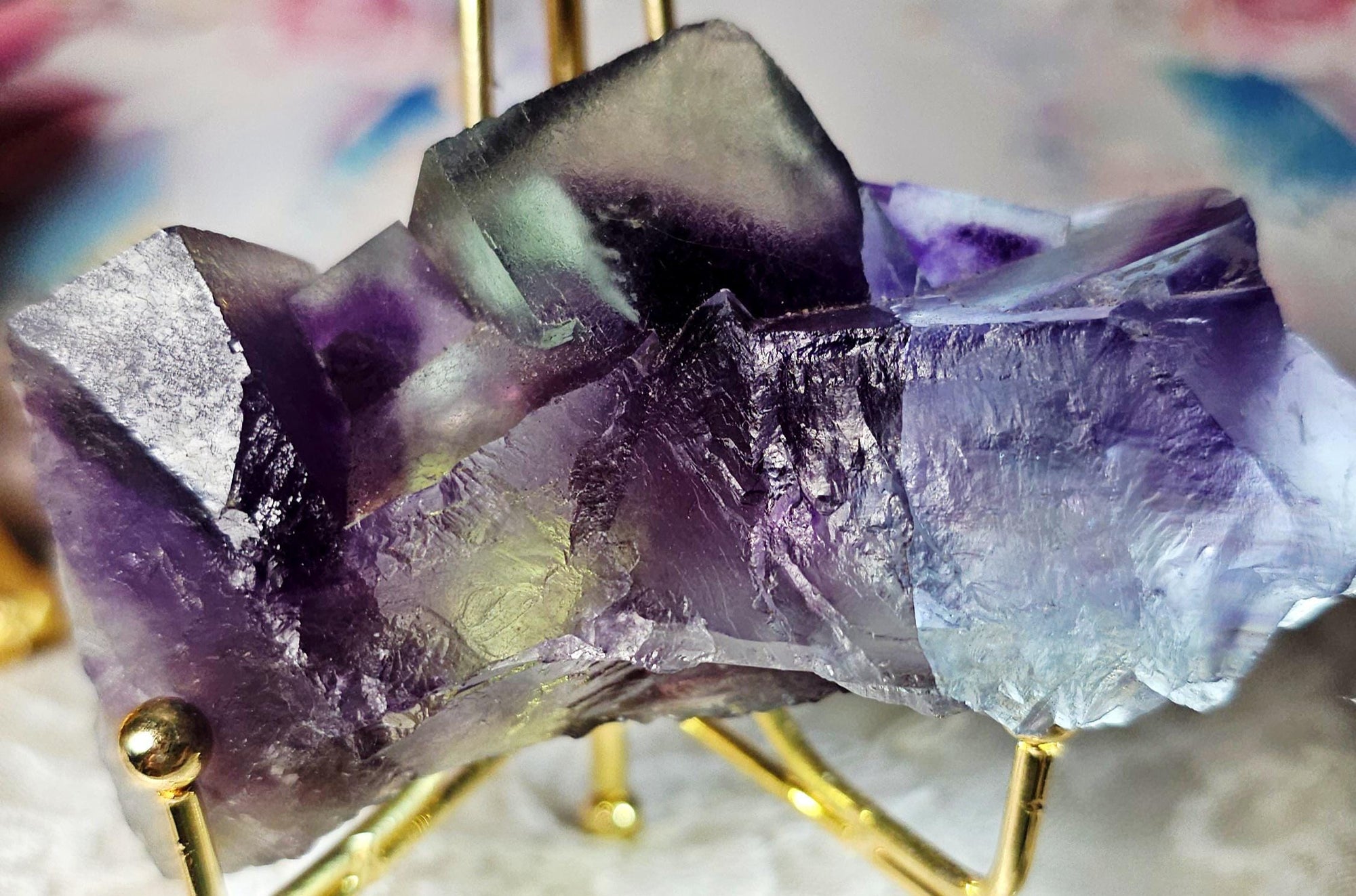 Octahedron Fluorite Specimen, Inner Mongolia, Purple Blue Green Bands, Rare Large Crystal
