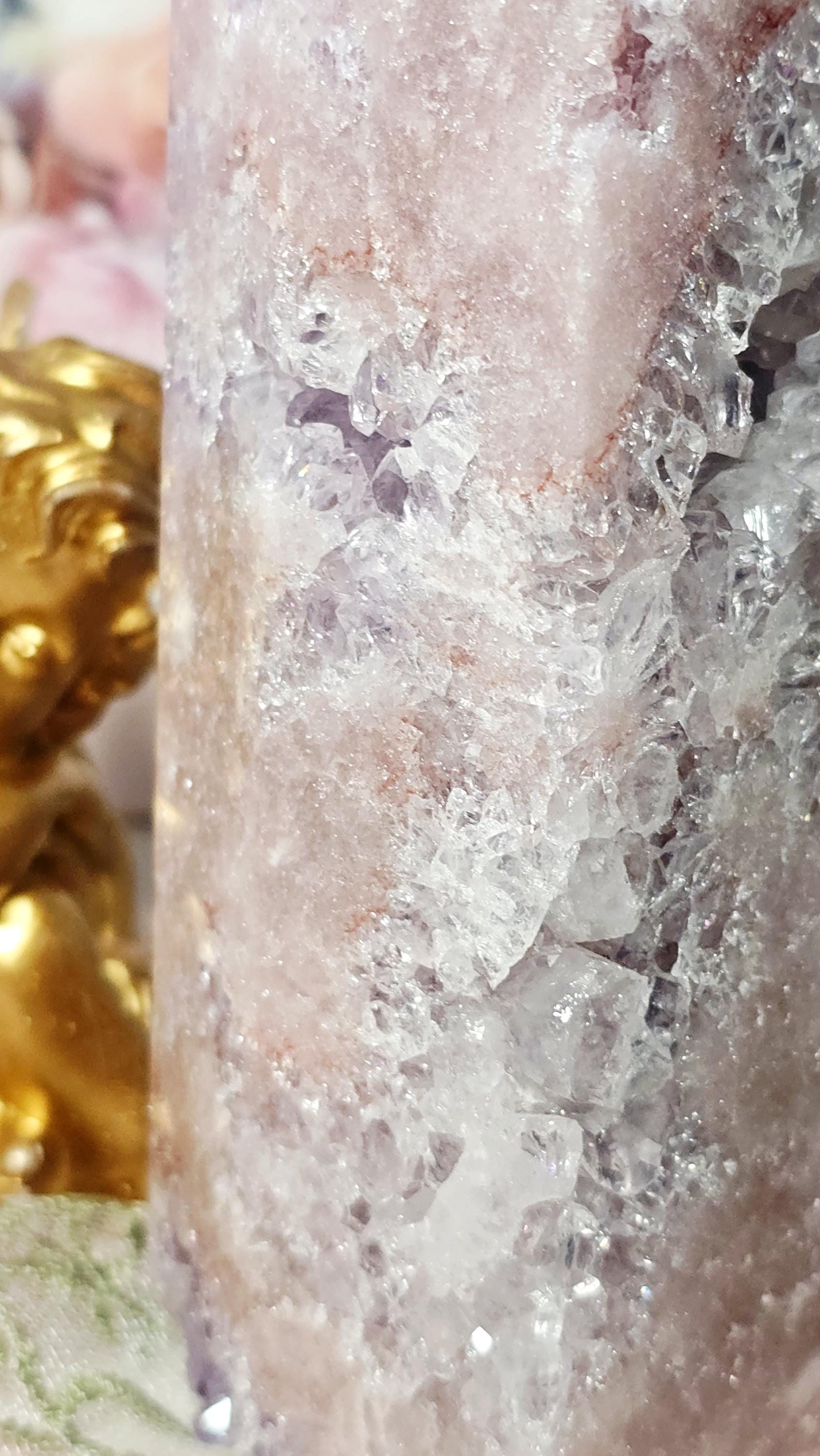 LG Brazilian Pink Amethyst Druzy Tower with Portals, Reiki Infused Crystal, Home Decor, Gift