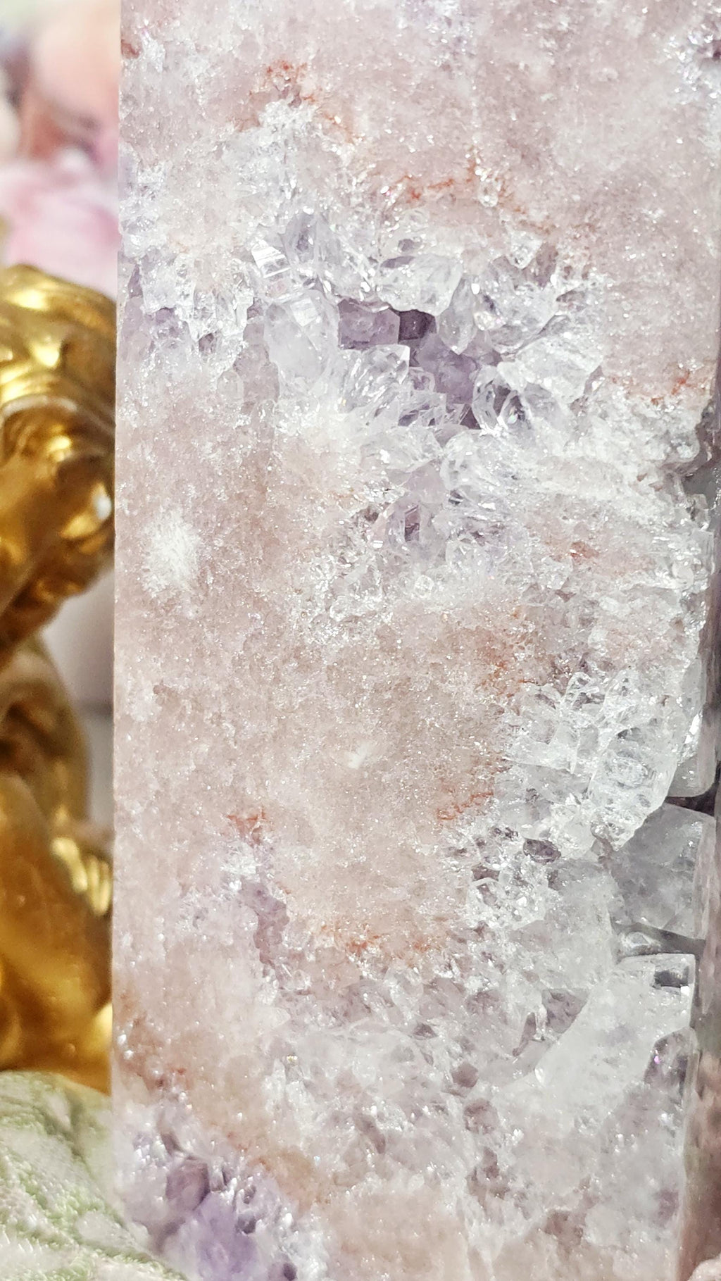 LG Brazilian Pink Amethyst Druzy Tower with Portals, Reiki Infused Crystal, Home Decor, Gift