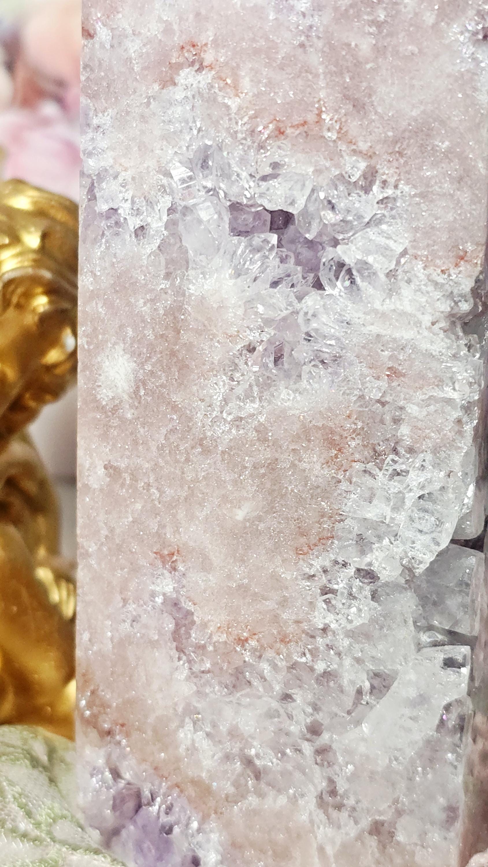LG Brazilian Pink Amethyst Druzy Tower with Portals, Reiki Infused Crystal, Home Decor, Gift