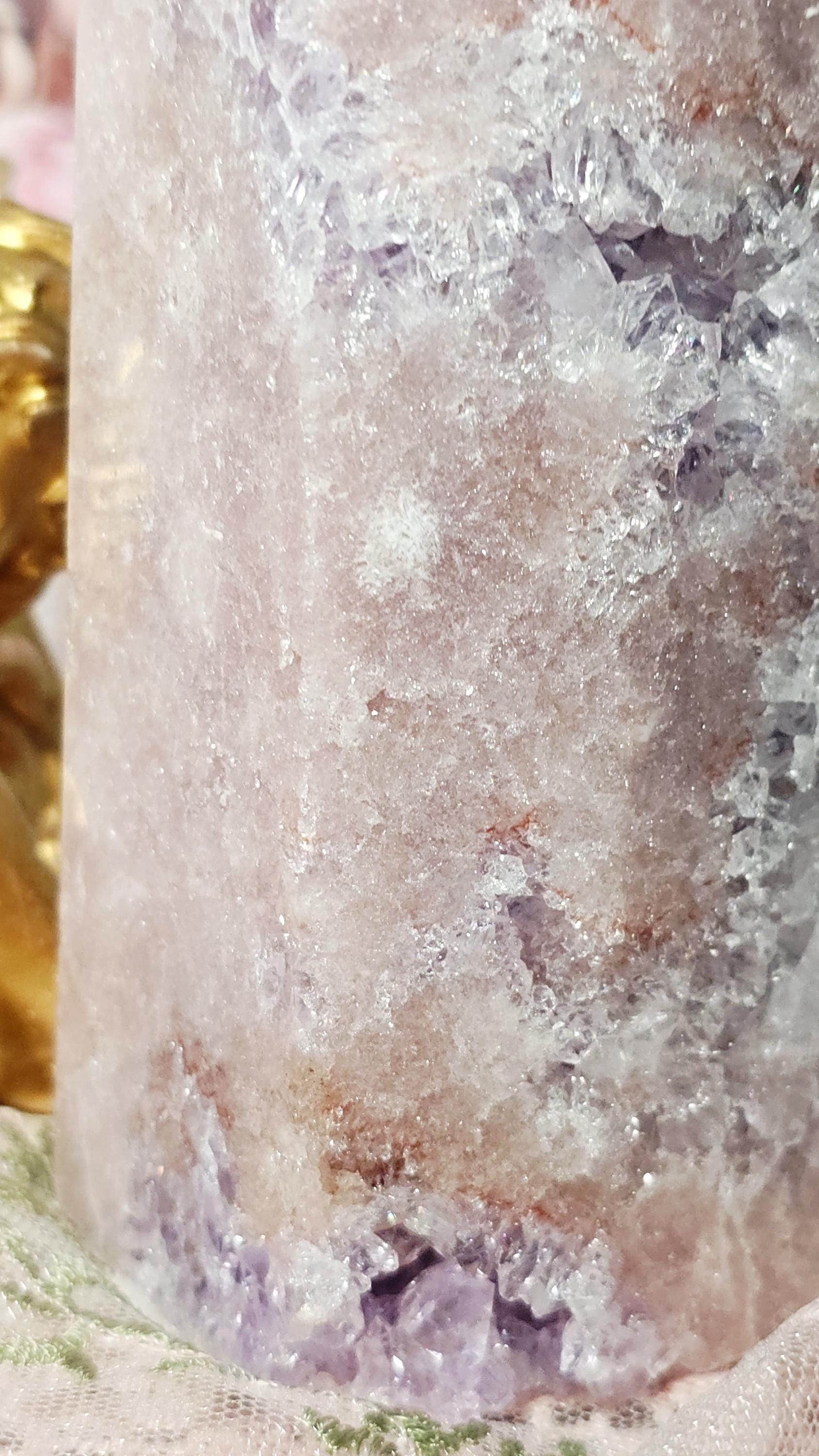 LG Brazilian Pink Amethyst Druzy Tower with Portals, Reiki Infused Crystal, Home Decor, Gift