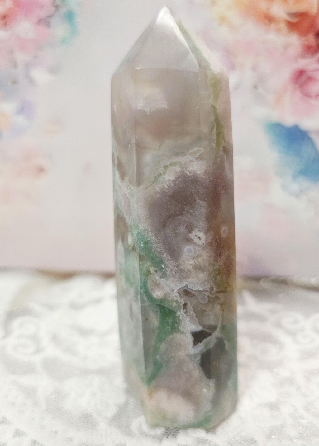 Green Flower Agate Tower, Crystal Tower, Crystals, Gift