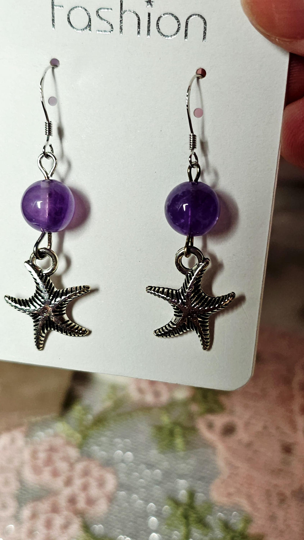 Handmade Amethyst 925 Silver Earrings Star,  Crystal Earring