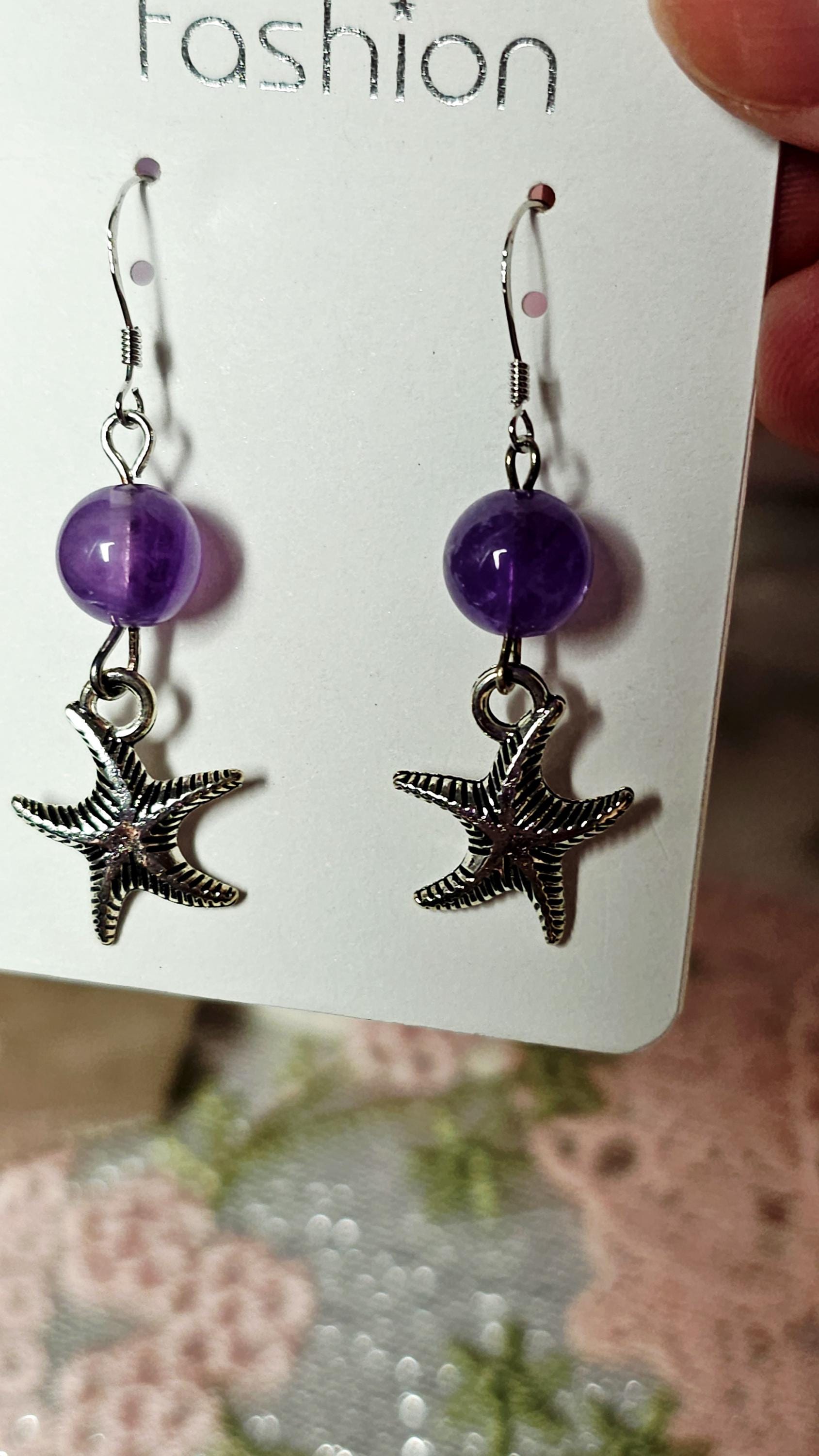 Handmade Amethyst 925 Silver Earrings Star,  Crystal Earring