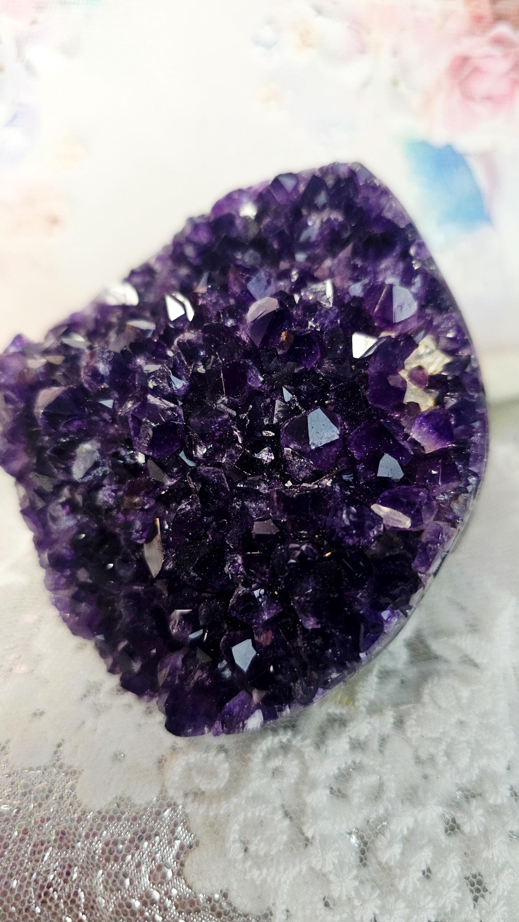 Amethyst Cutbase with Moss Agate, Home Decor, Gift
