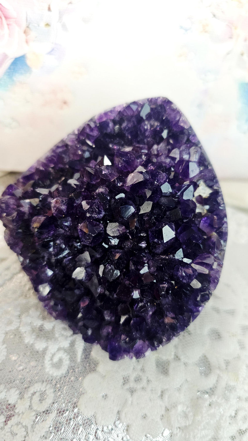 Amethyst Cutbase with Moss Agate, Home Decor, Gift
