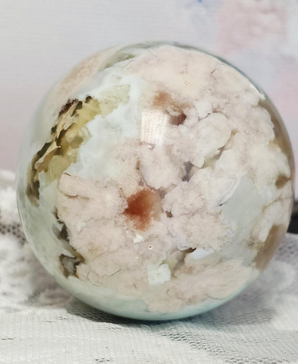 Green Flower Agate Sphere, Crystal Ball, Crystals, Gift