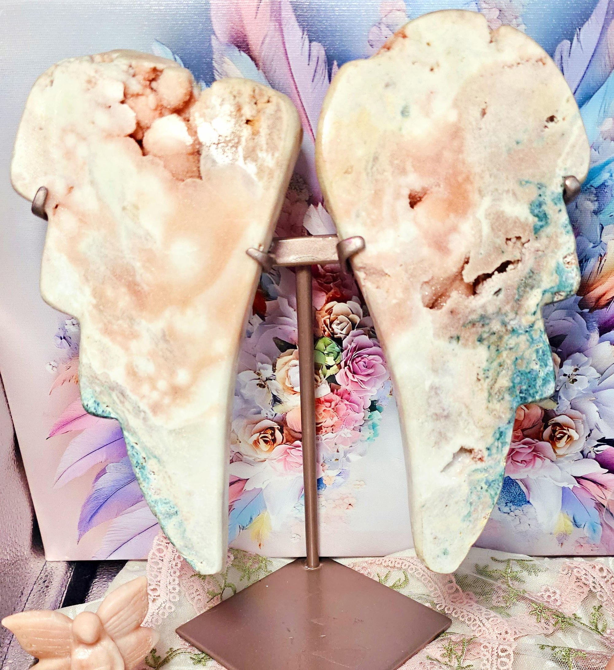LG Large Pink Amethyst Wings, Druzy Crystal Decor