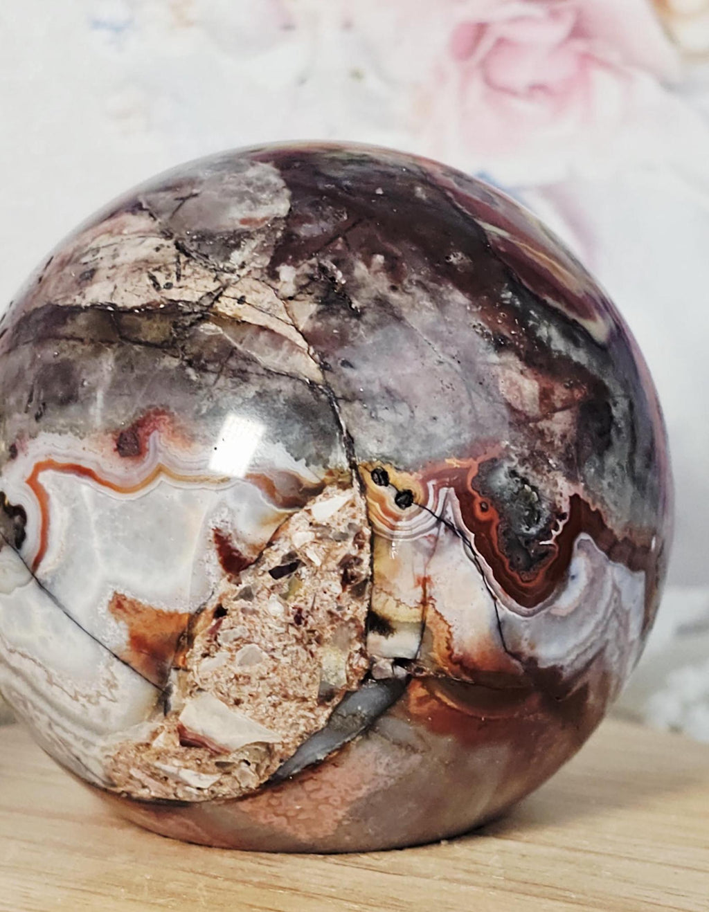 Crazy Lace Agate Sphere, Crystal Ball, Home Decor,