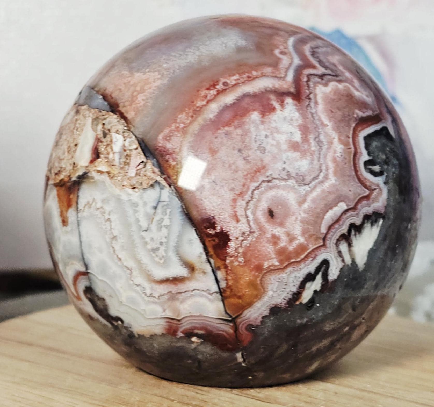 Crazy Lace Agate Sphere, Crystal Ball, Home Decor,