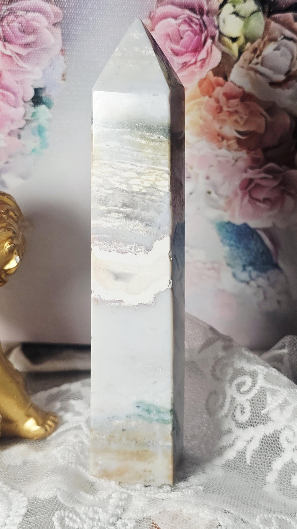 Colorful Ocean Jasper Tower, Rare, Gift, Home Decor