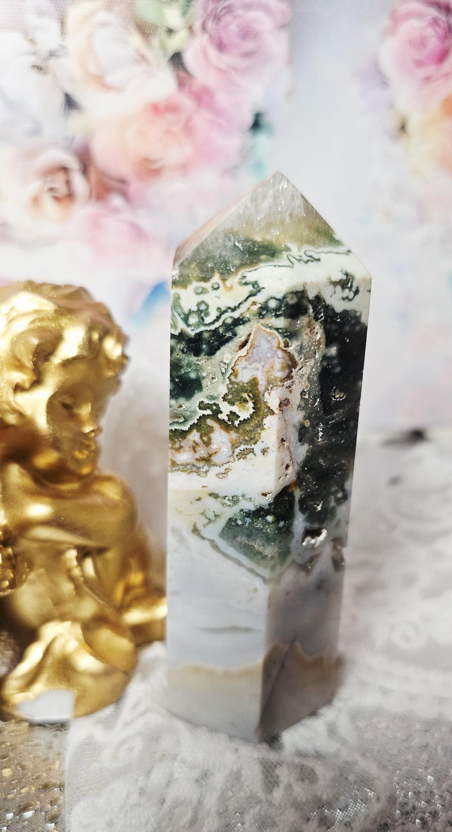 Rare Druzy Ocean Jasper and Quartz Tower, Home Decor, Gift