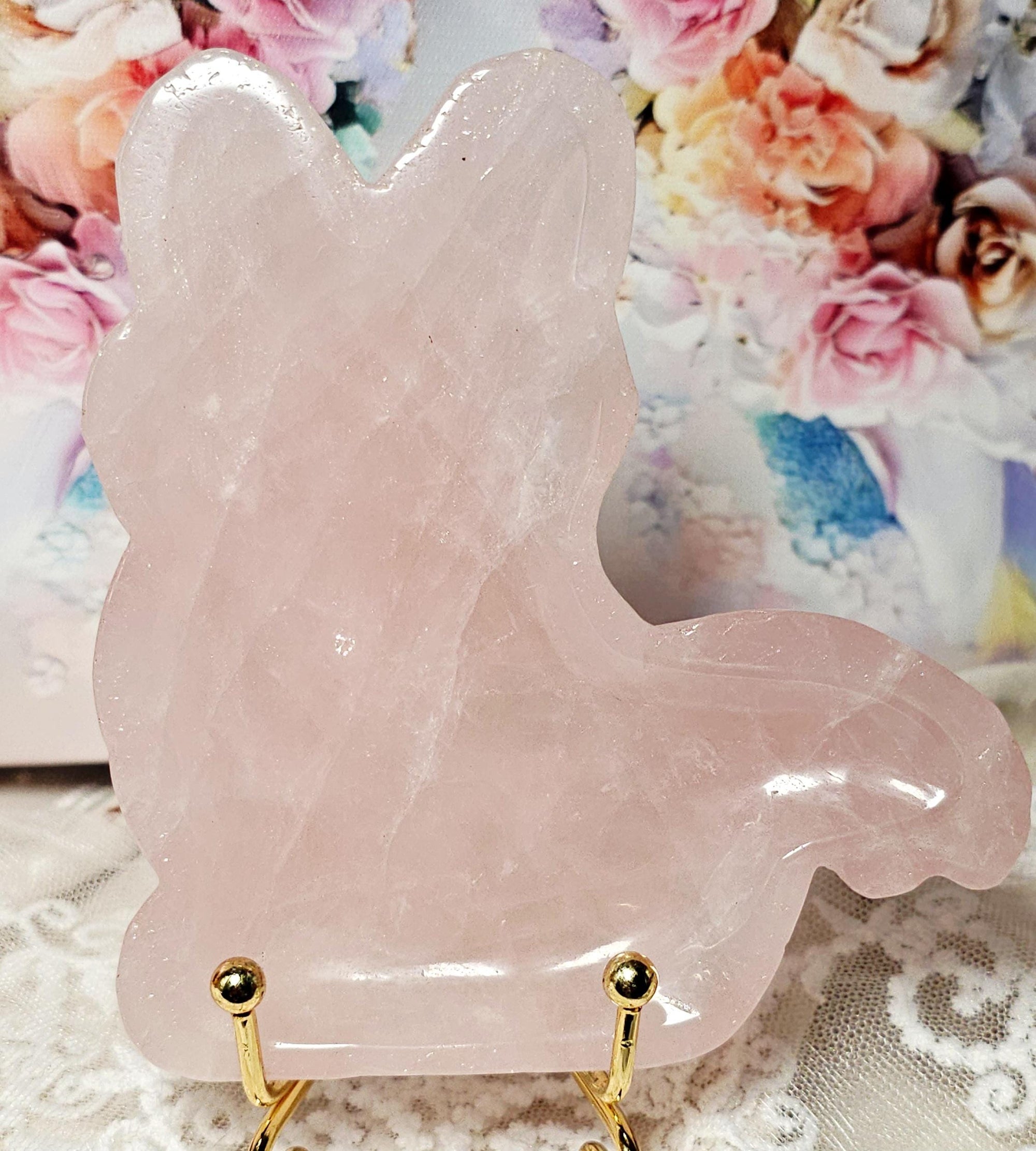 Rose Quartz Cat Bowl, Love and Healing Crystal, Heart Chakra