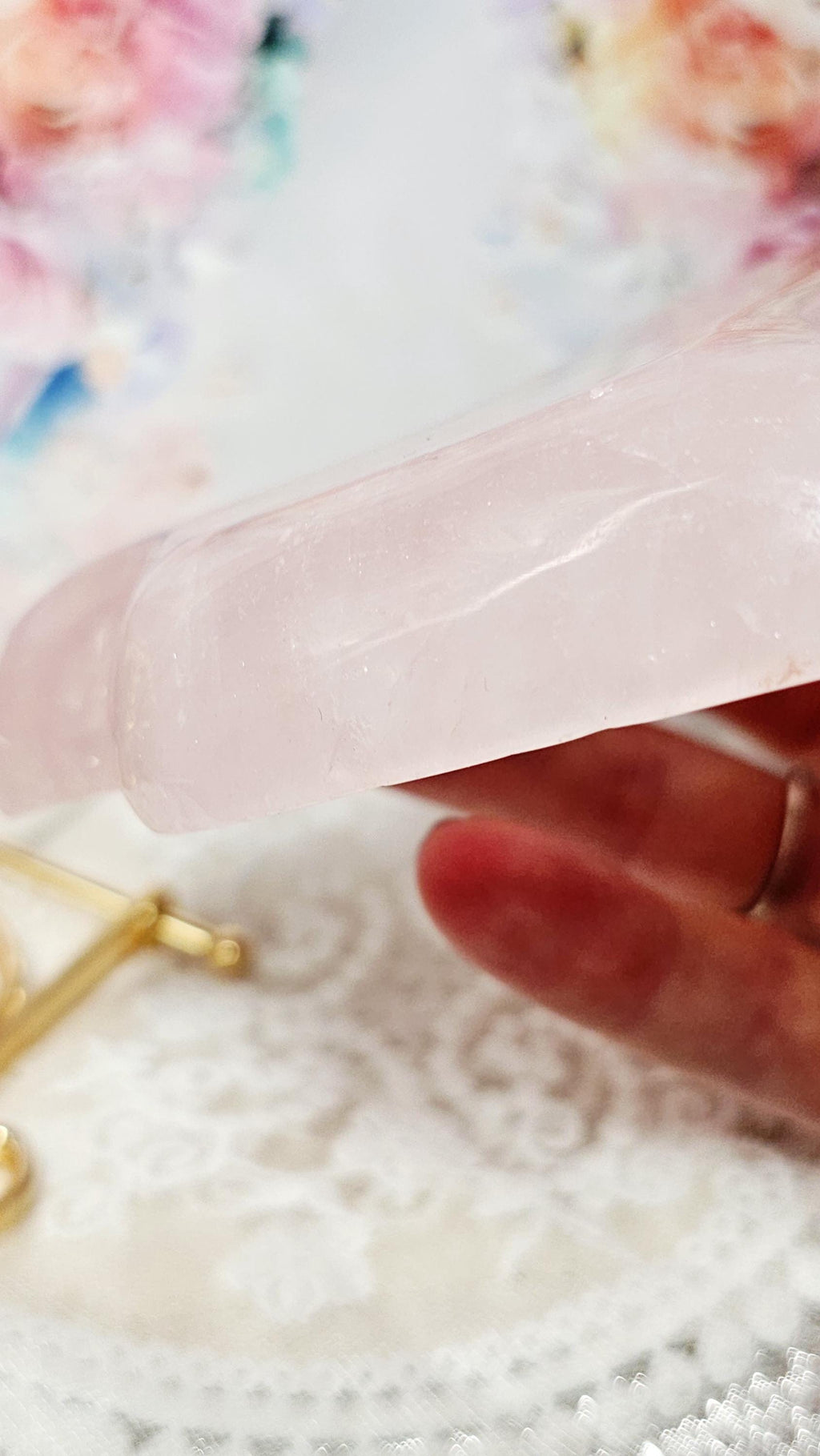 Rose Quartz Cat Bowl, Love and Healing Crystal, Heart Chakra
