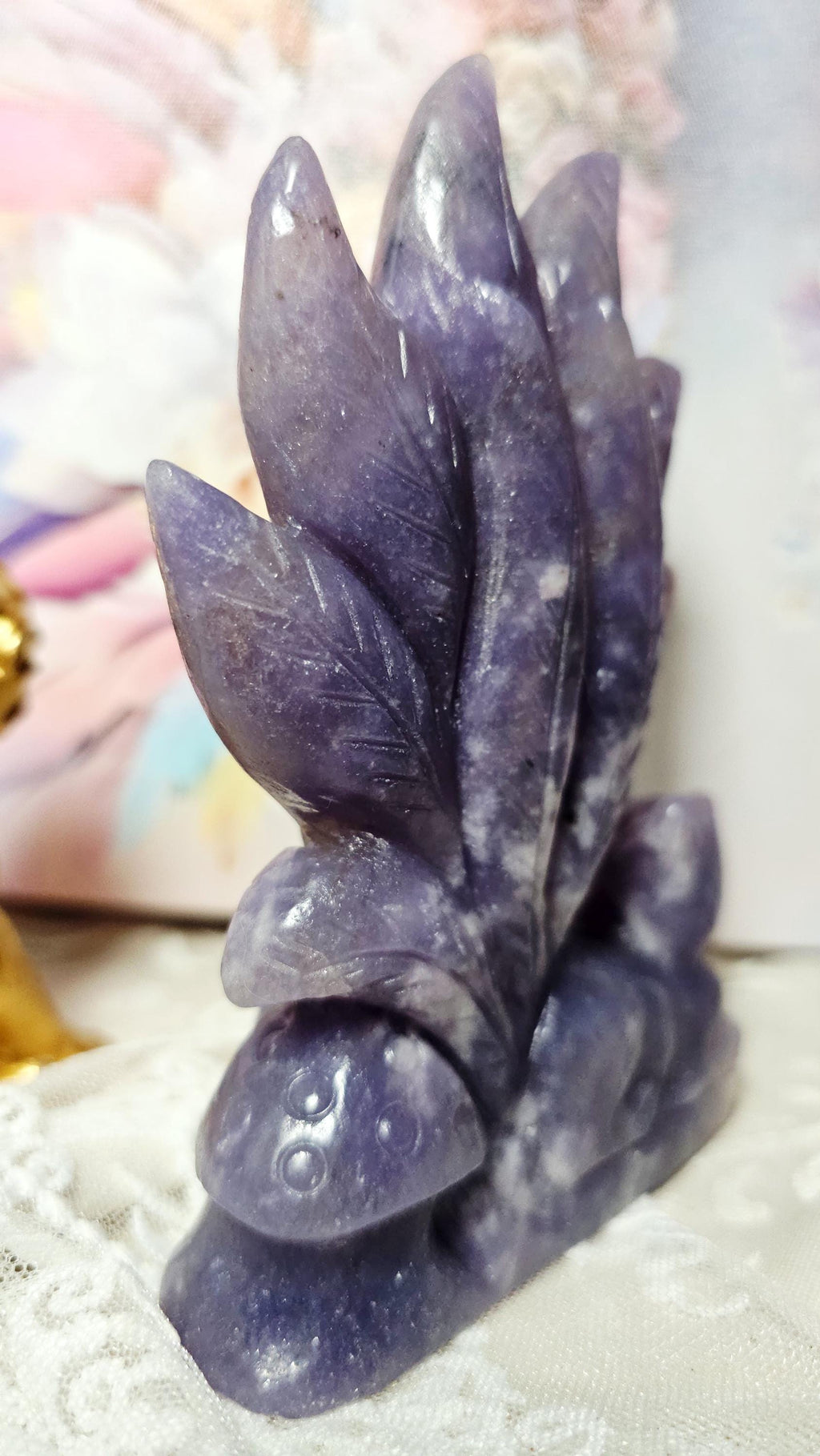 Kitsune, 9 tail Fox, Lepidolite Crystal, Anime, Crystal, Crystals, Gift