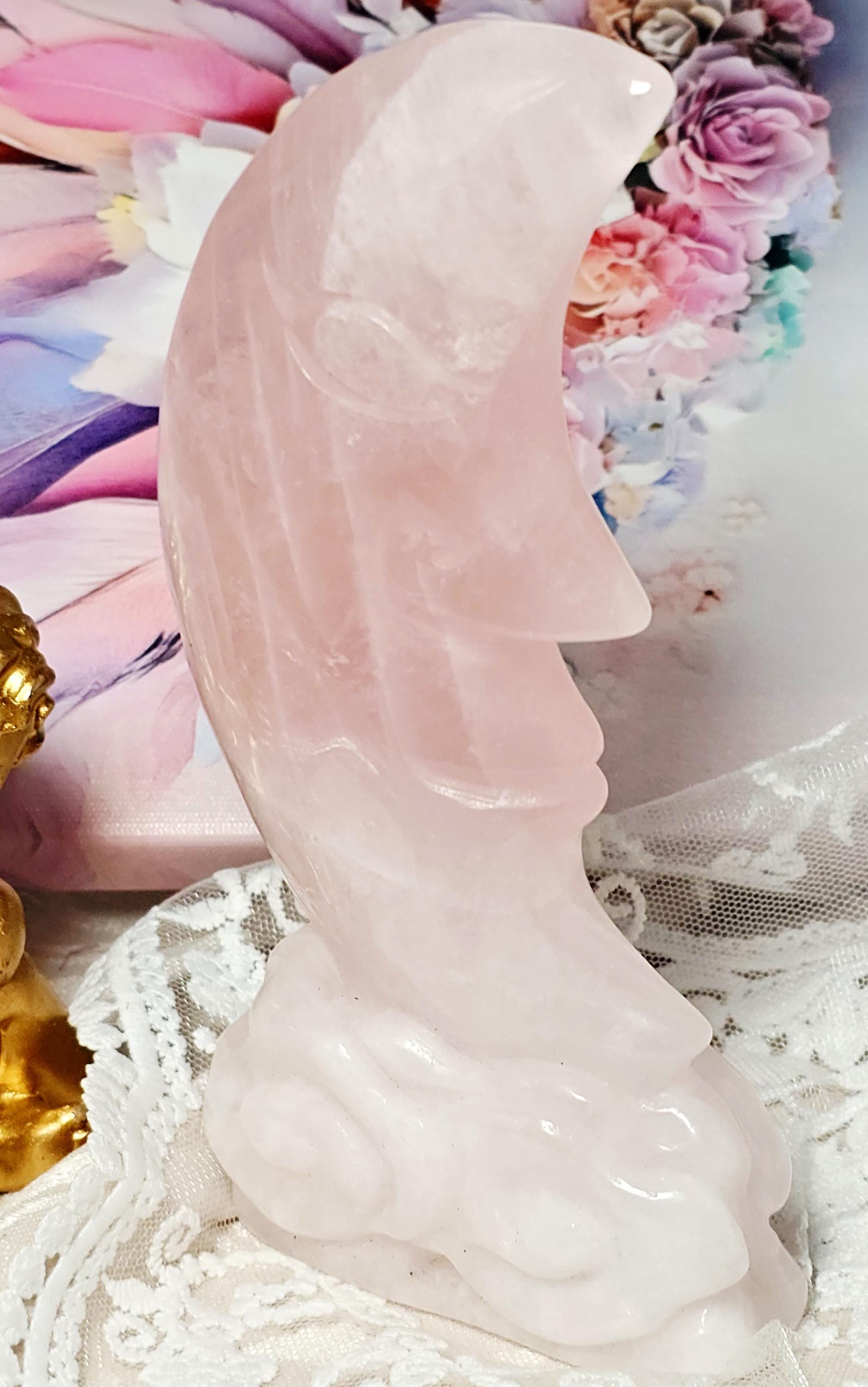 Rose Quartz Moon, Moon, Love and Healing Crystal, Heart Chakra
