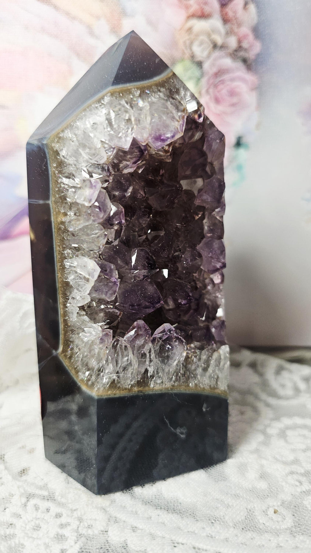 Rainbow Amethyst Tower, Amethyst with Agate , Crystal Set
