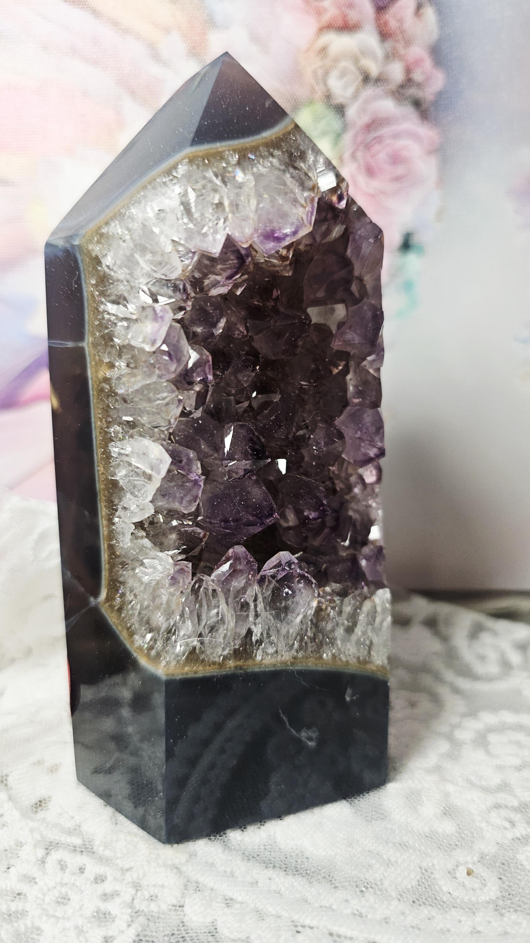 Rainbow Amethyst Tower, Amethyst with Agate , Crystal Set