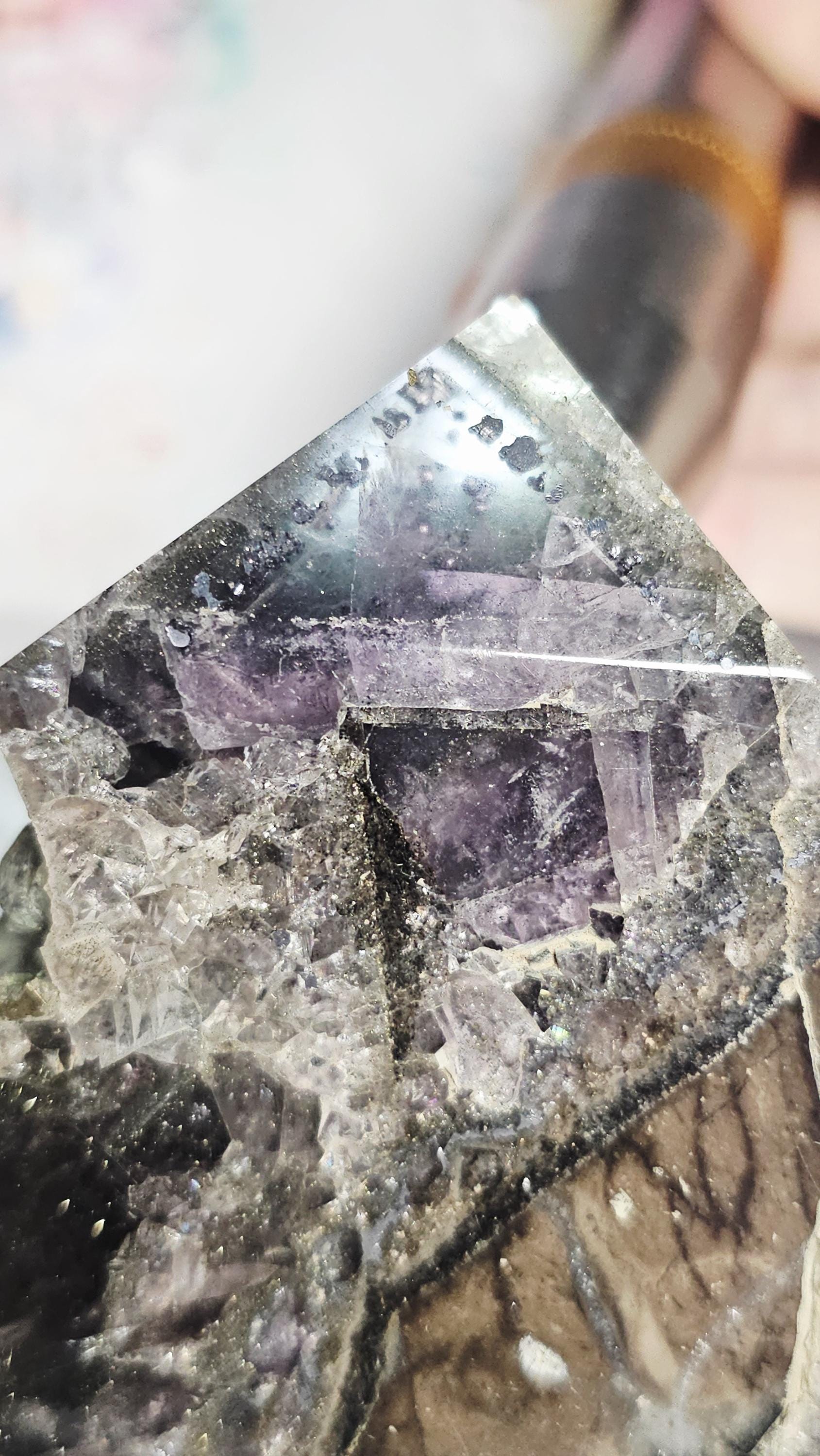 Fujian Fluorite and Pyrite Rainbow Specimen Tower, Raw