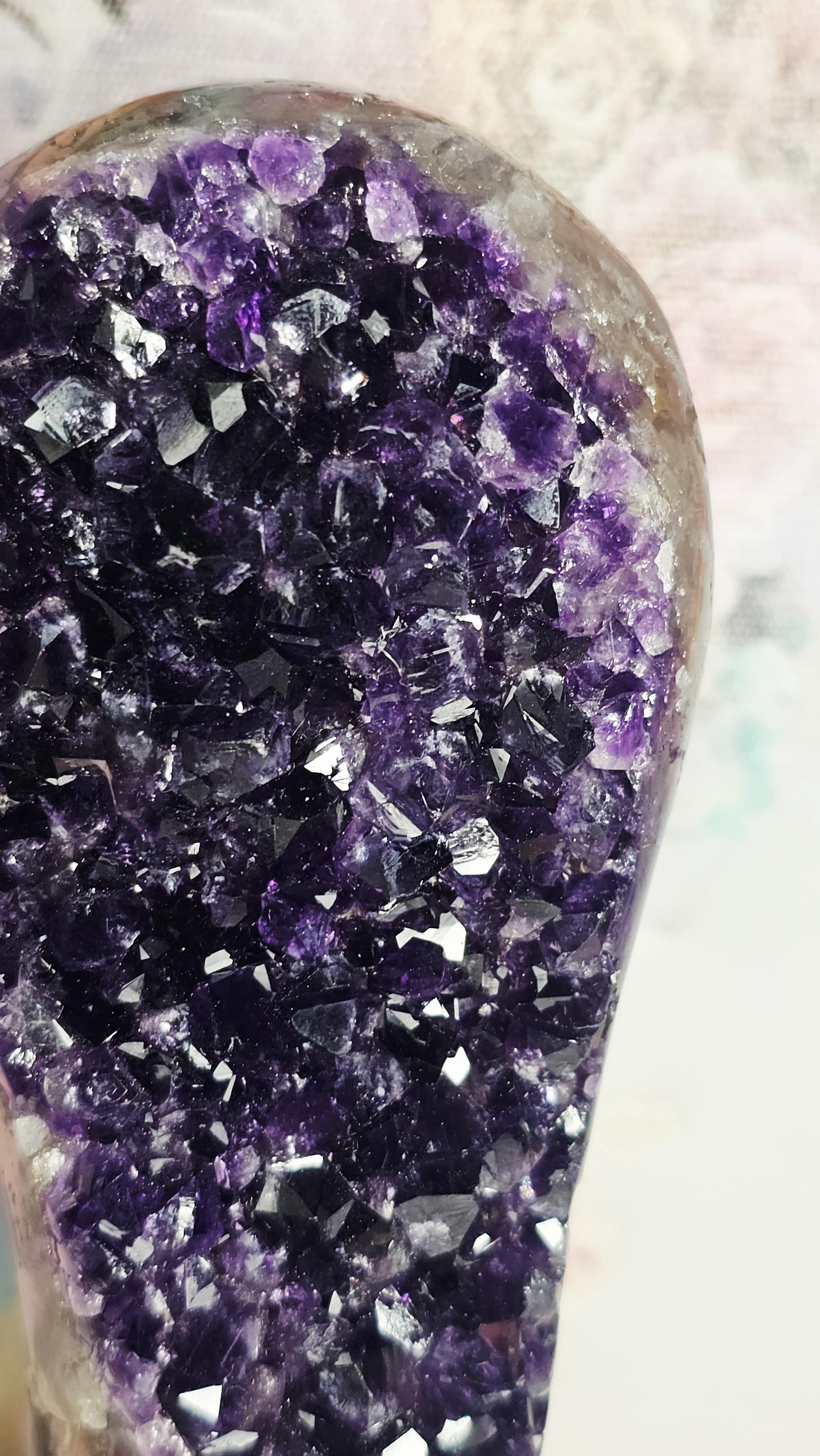 Rainbow Amethyst Geode on Stand, Uruguay Crystal