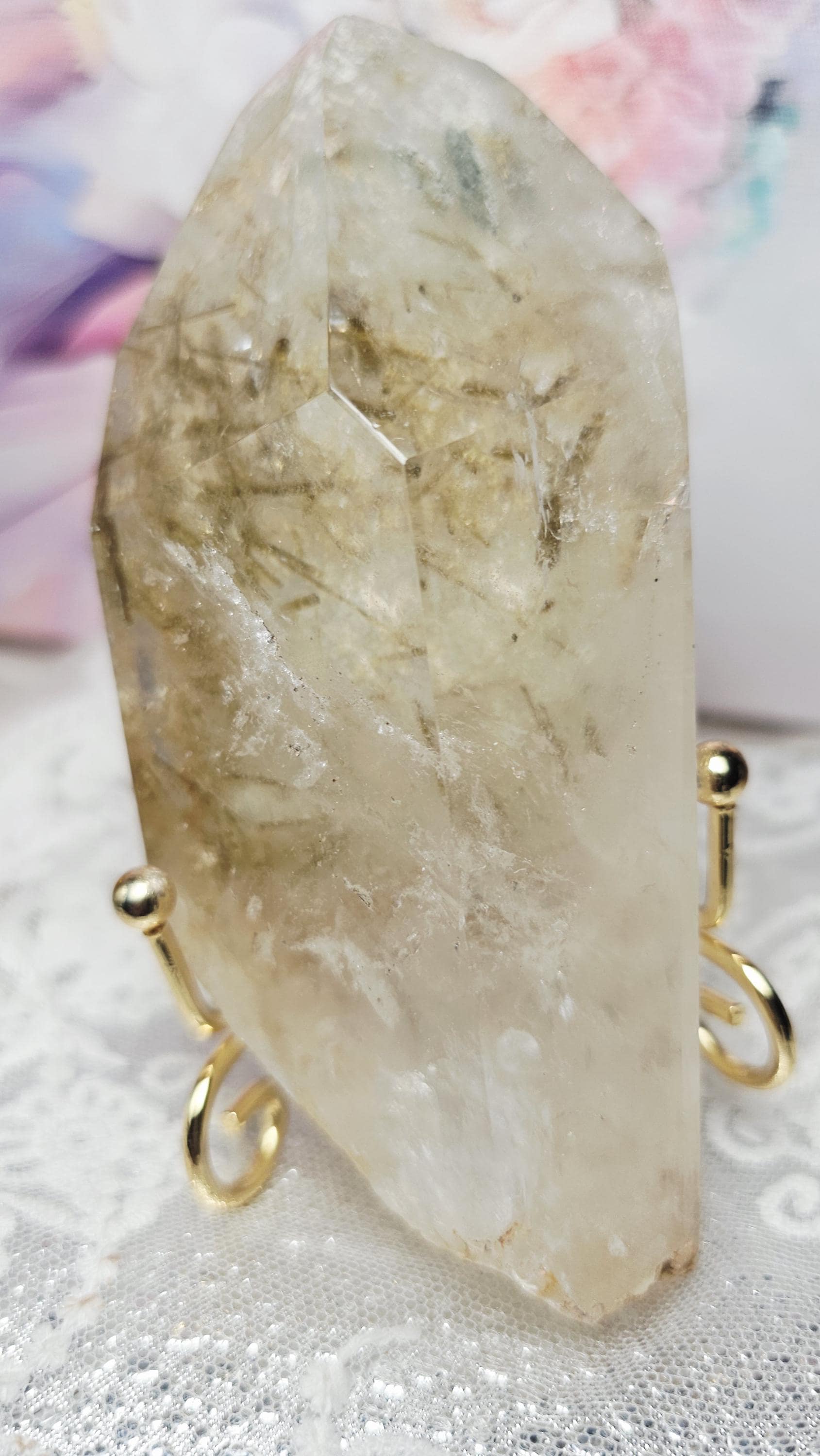 Rutilated Quartz, Green Tourmaline Freeform, Rare, Home Decor, Gift