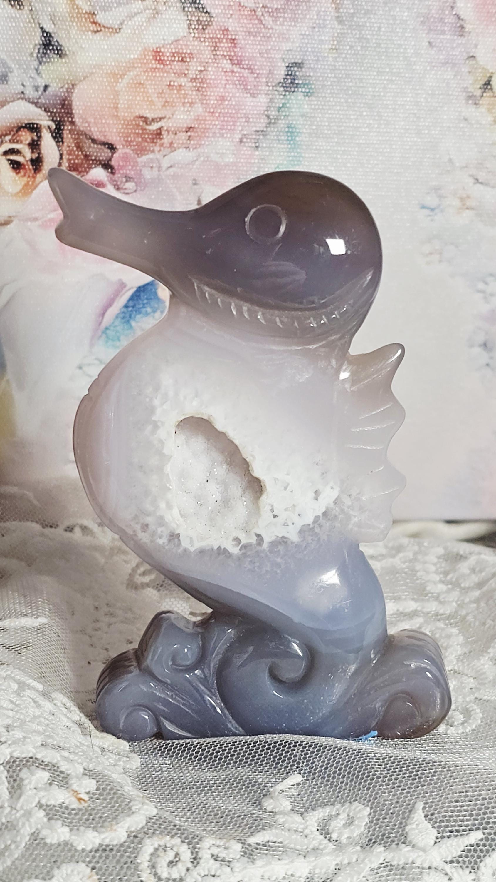 Druzy Agate Seahorse, Seahorse Statue, Crystal, Home Decor, Sculpture