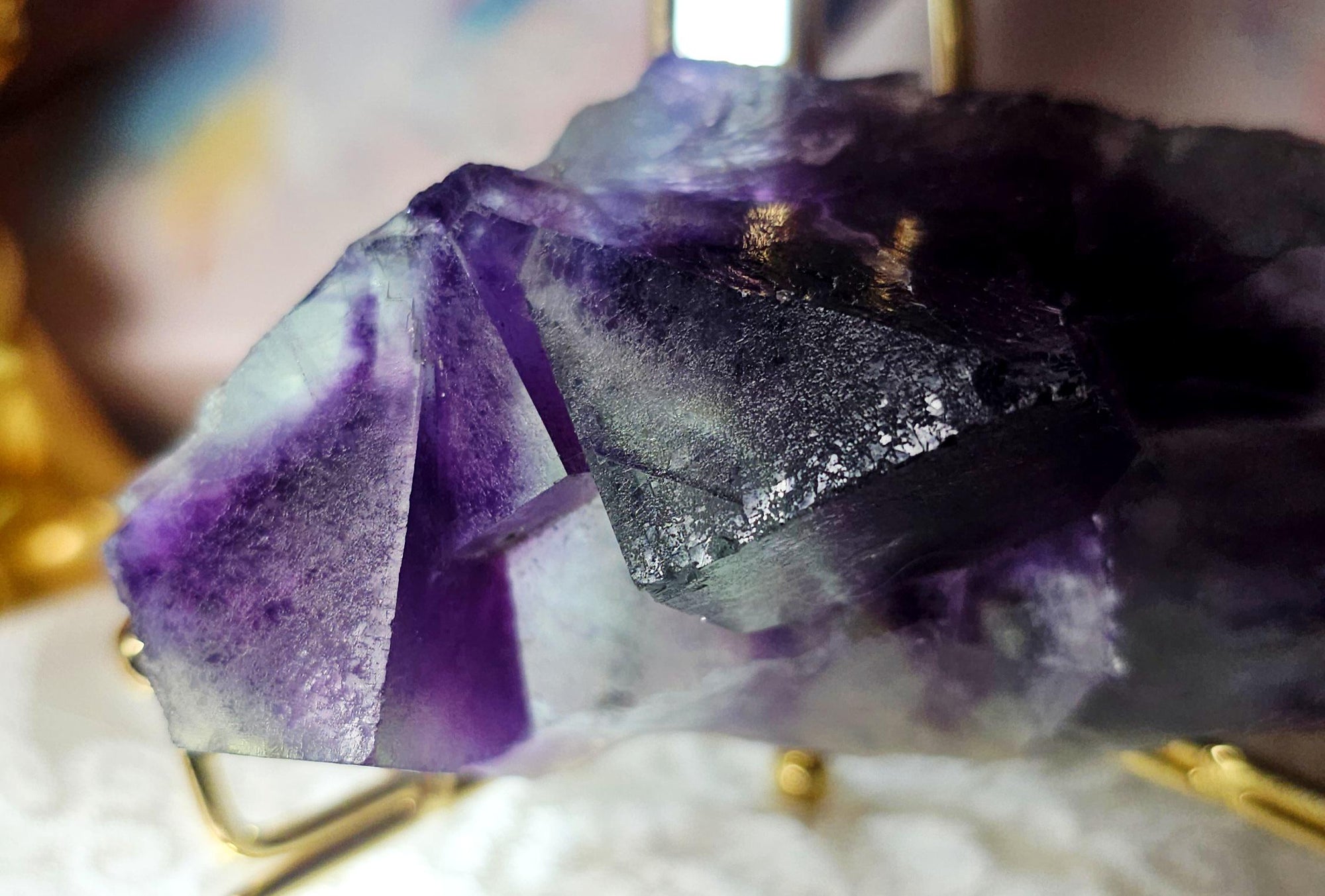 Octahedron Fluorite Specimen, Inner Mongolia, Purple Blue Green Bands, Rare Large Crystal