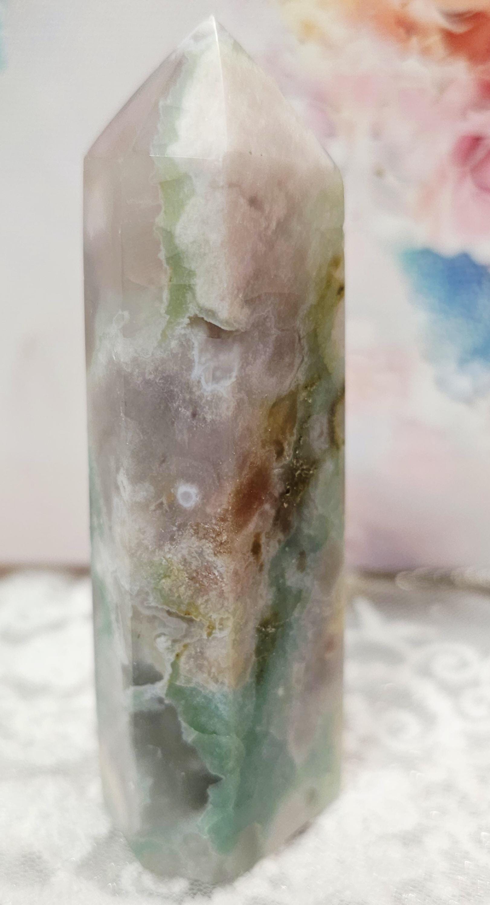 Green Flower Agate Tower, Crystal Tower, Crystals, Gift