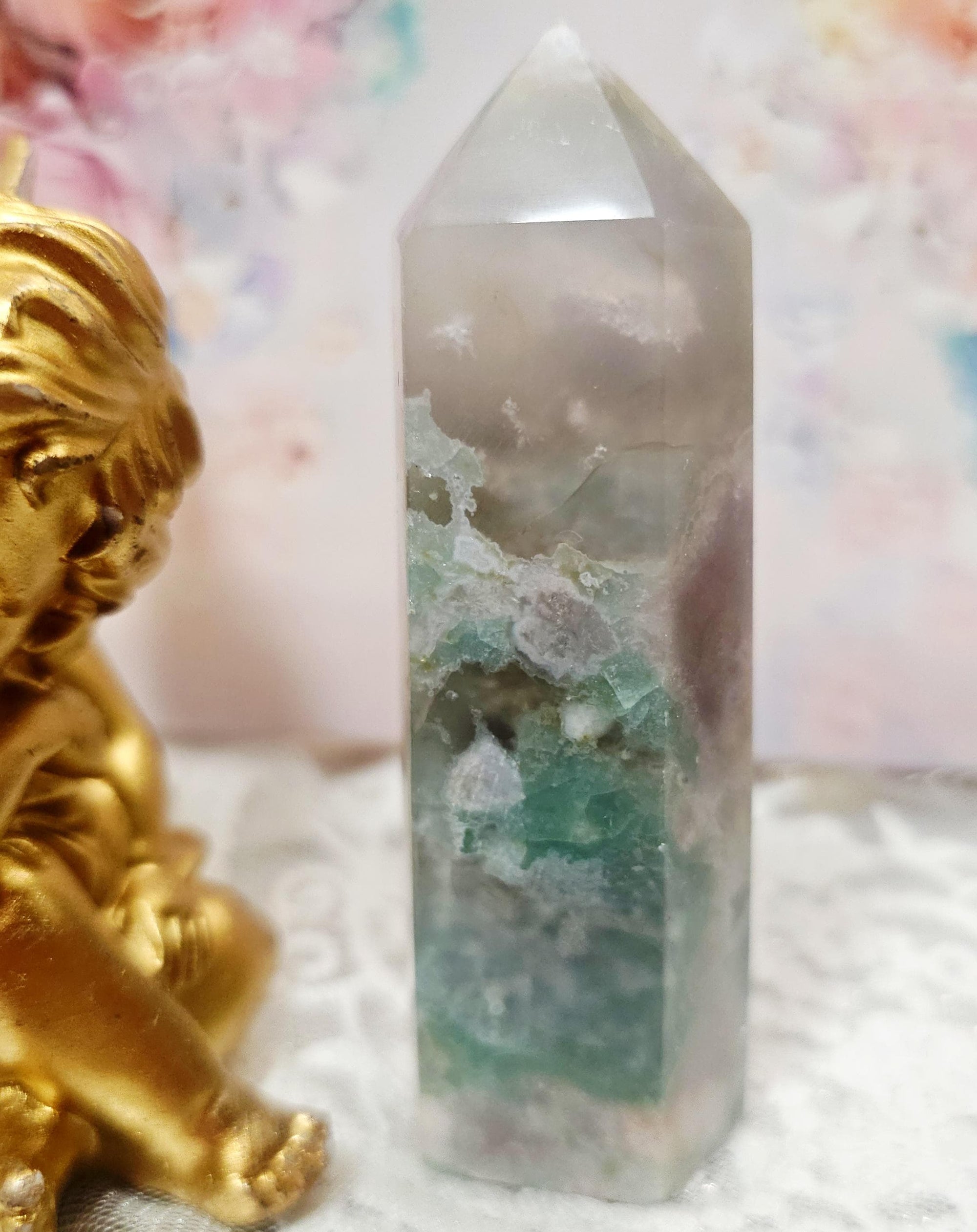 Green Flower Agate Tower, Crystal Tower, Crystals, Gift