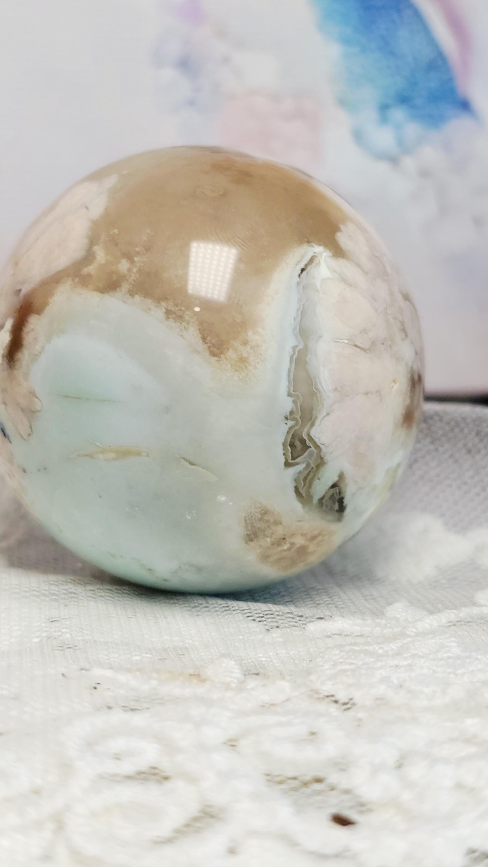 Green Flower Agate Sphere, Crystal Ball, Crystals, Gift